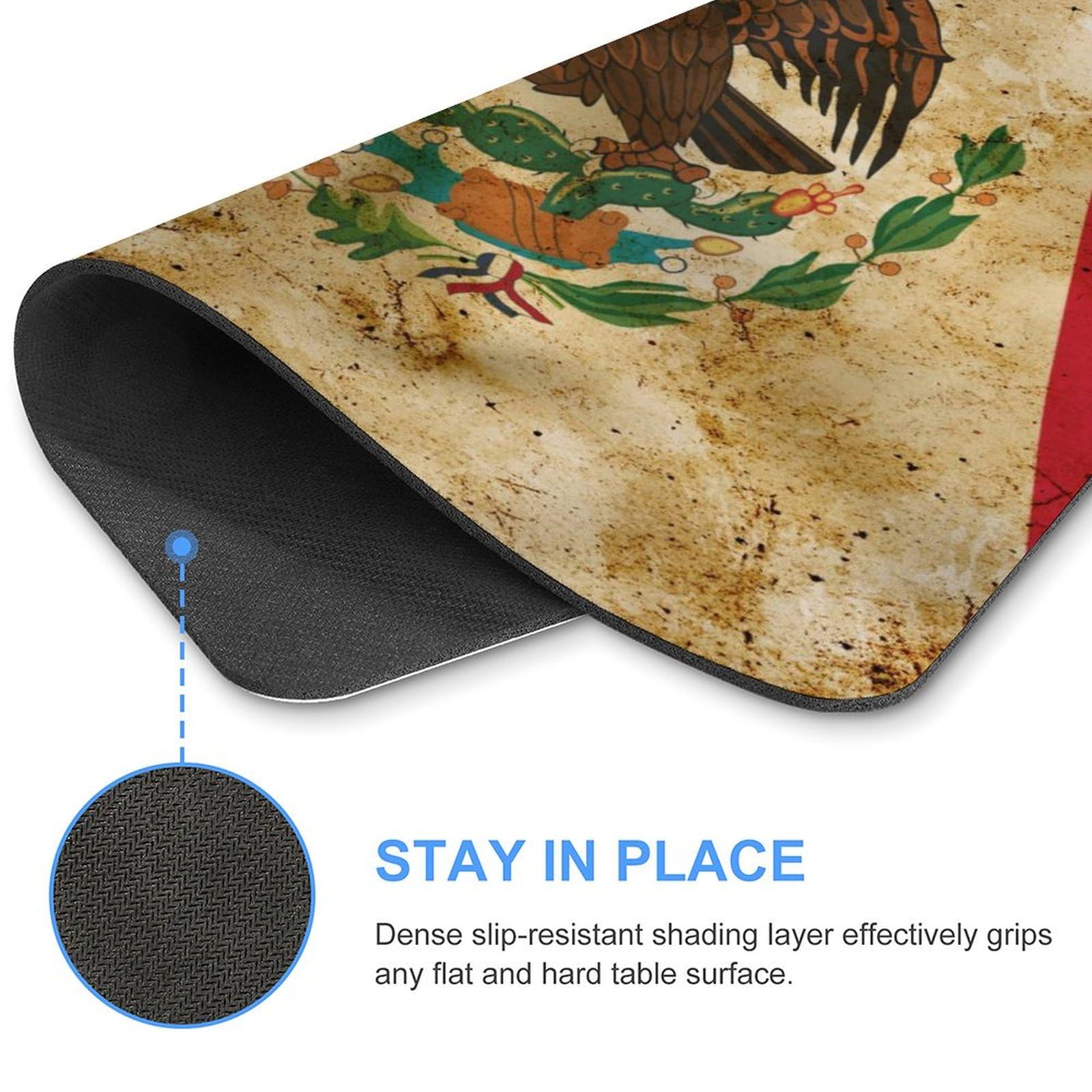 Vintage Mexico Flag Design Mouse Pad - Durable Non-Slip Waterproof Gaming Mouse Mat (20x25cm) for PC Laptop - Perfect for Home Office & Gaming Setup