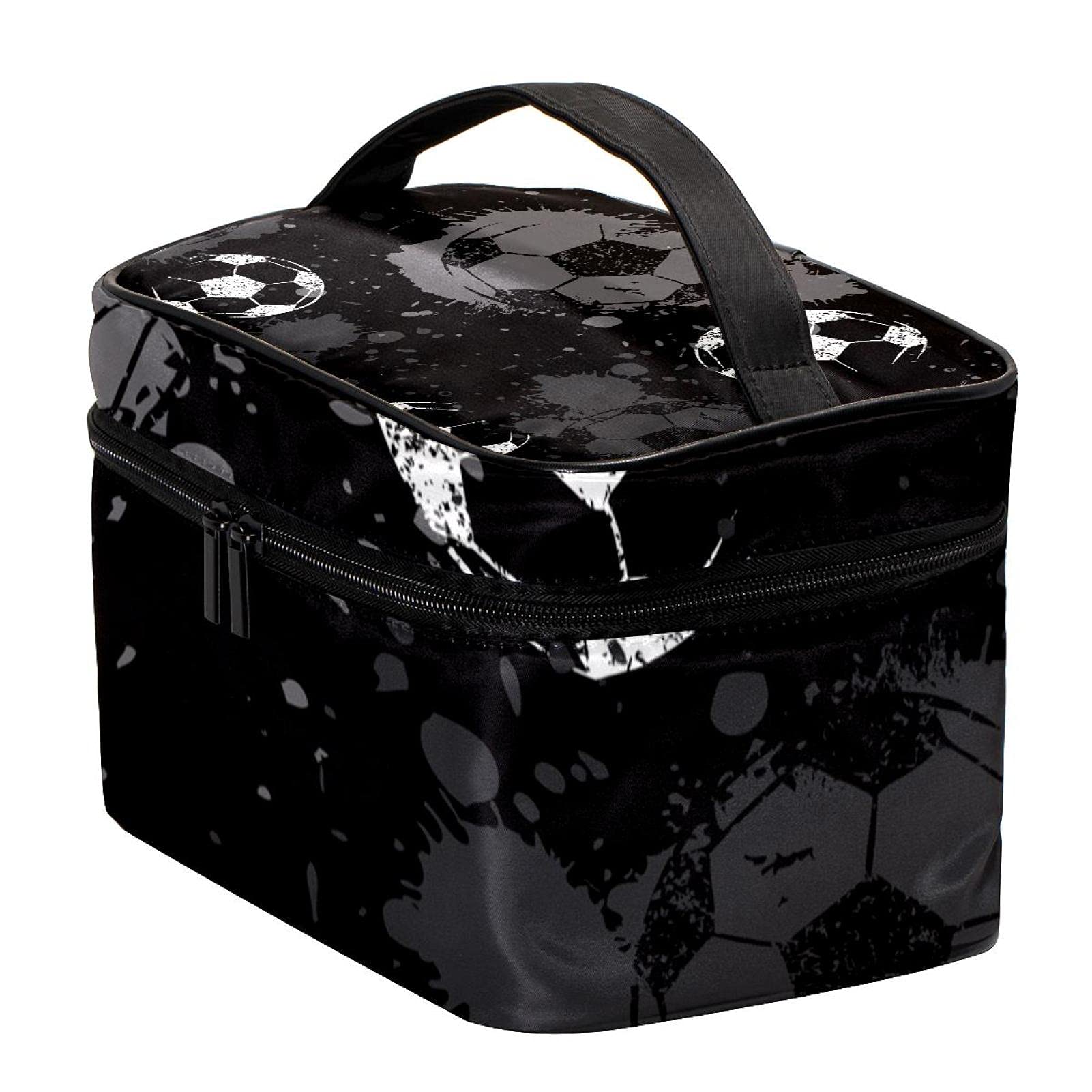 Grunge Style Large Football Soccer Travel Makeup Bag - Waterproof Cosmetic Organizer with Zipper for Women & Girls - Perfect for Gym, Sports, Travel & Daily Use