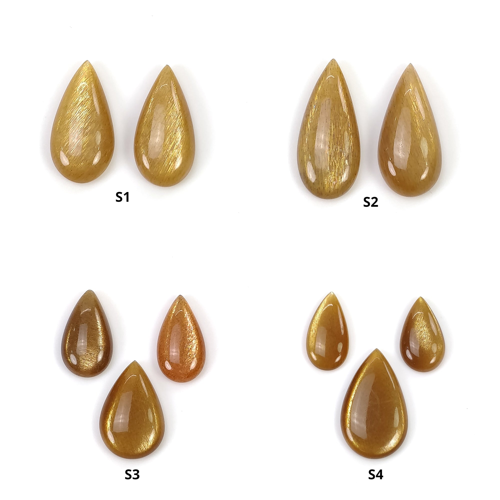 Natural Untreated Yellow Fire Moonstone Cabochon Pear Shape Set - Handcrafted Gemstone for Jewelry Making, Healing Crystals & Spiritual Gifts | Perfect for Rings, Pendants & DIY Craft Projects