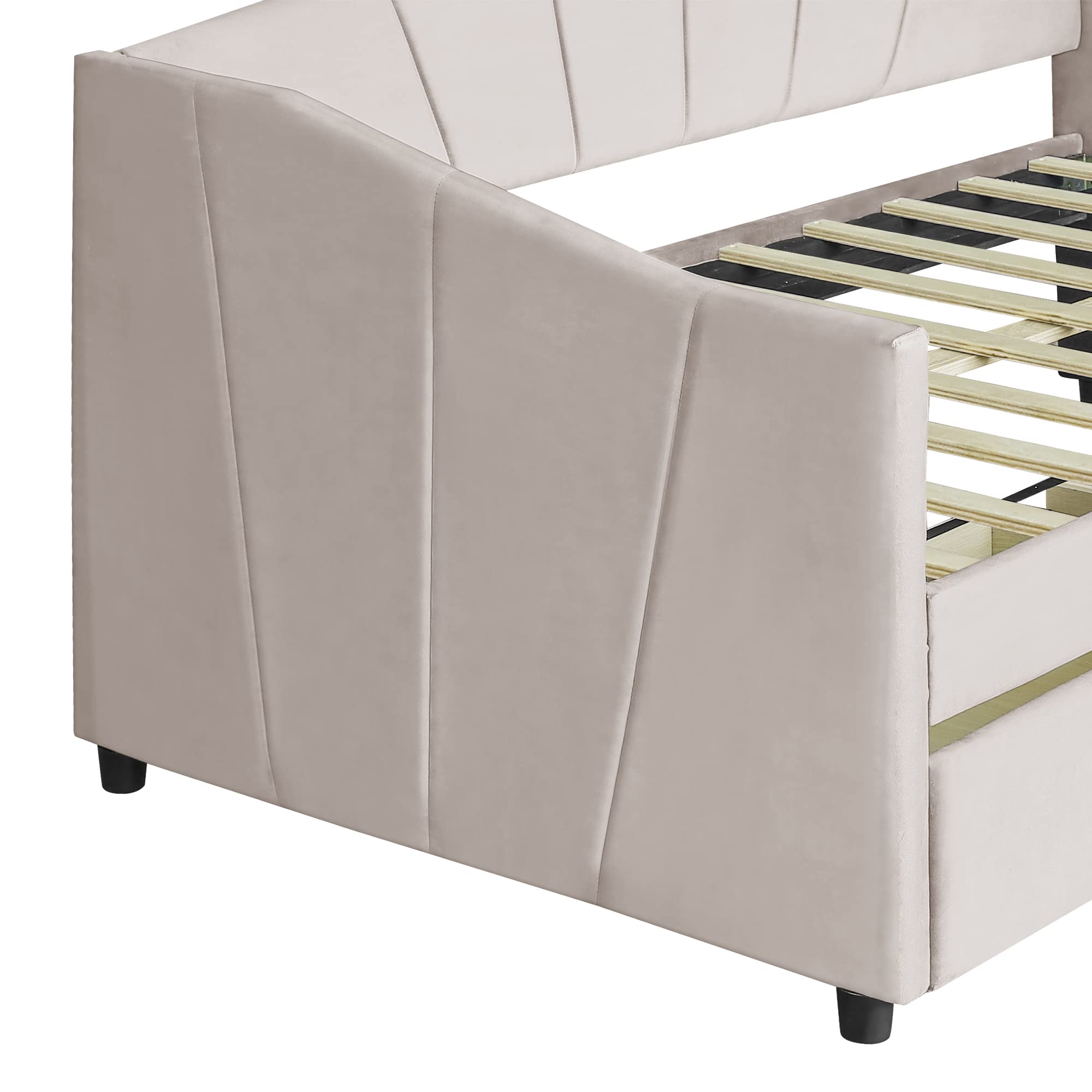 Harper & Bright Twin Daybed with Storage Drawers - Upholstered Sofa Bed for Bedroom & Living Room - Beige