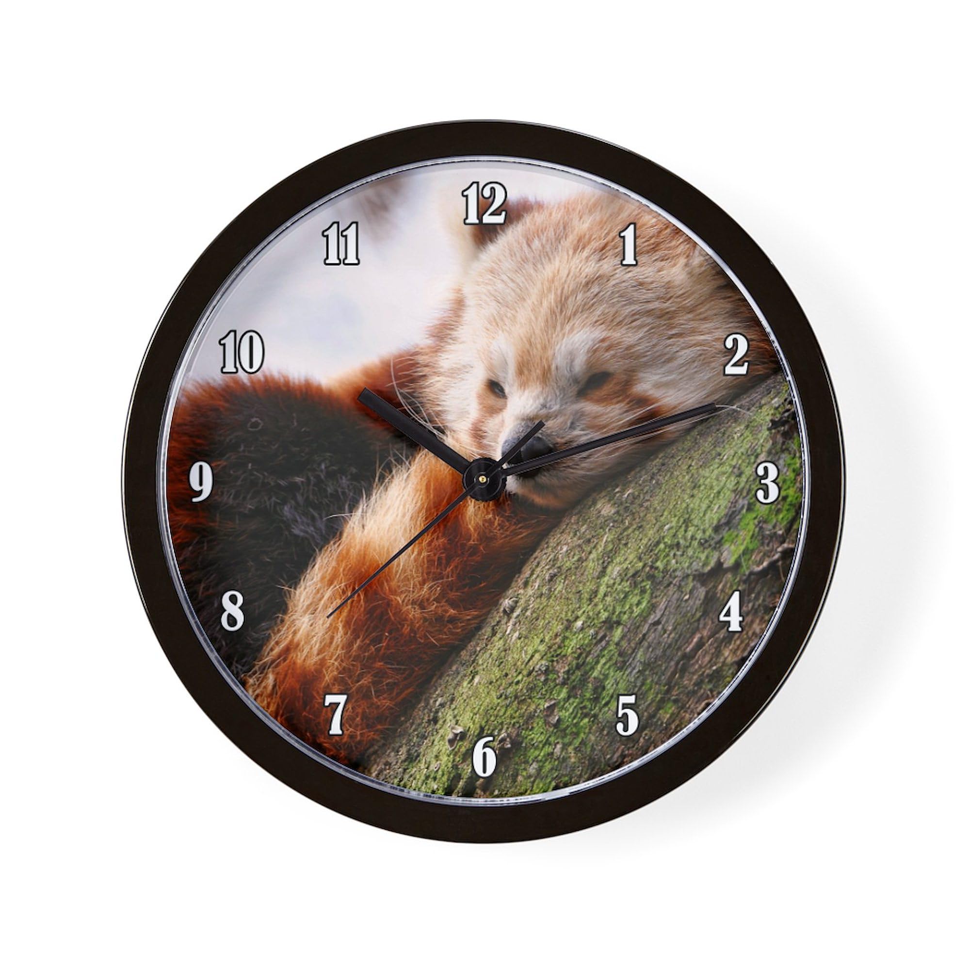 RED Panda 10 Inch Wall Clock - Decorative Silent Non-Ticking Clock for Living Room, Kitchen, Office & Home Decor | Perfect Gift Idea for Animal Lovers