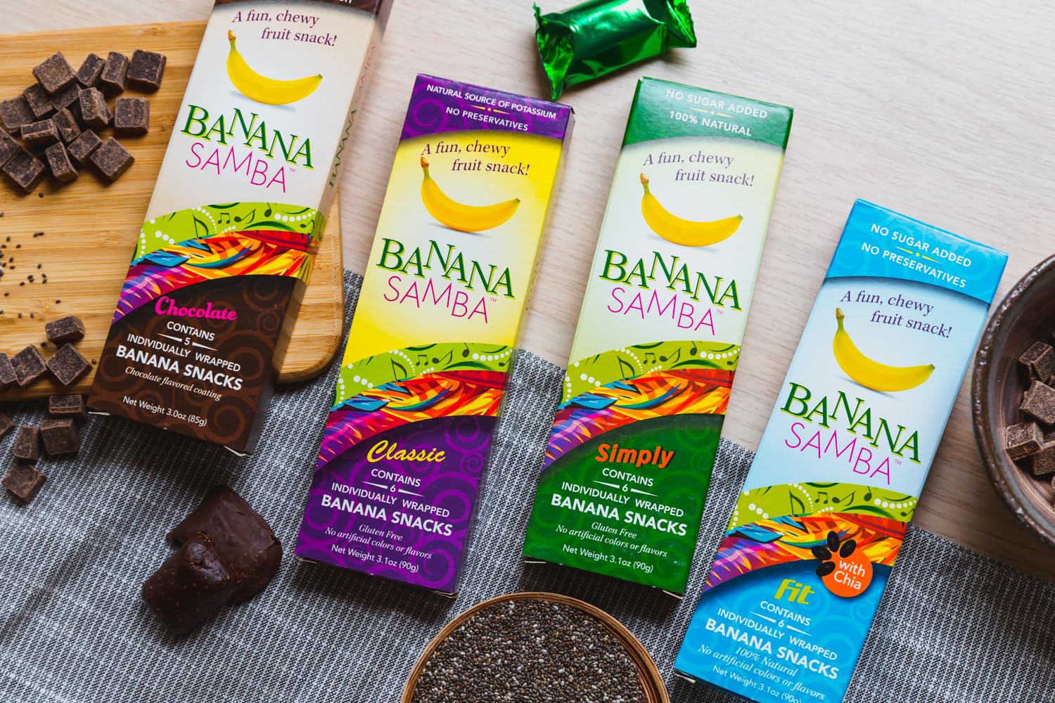Organic Banana Samba Simply - No Sugar Added Natural Fruit Snacks - Chewy Banana Bites - 6 Individually Wrapped Packs (3.1oz) - Healthy On-the-Go Snack for Kids & Adults - Perfect for Lunchboxes, Hiking & Road Trips