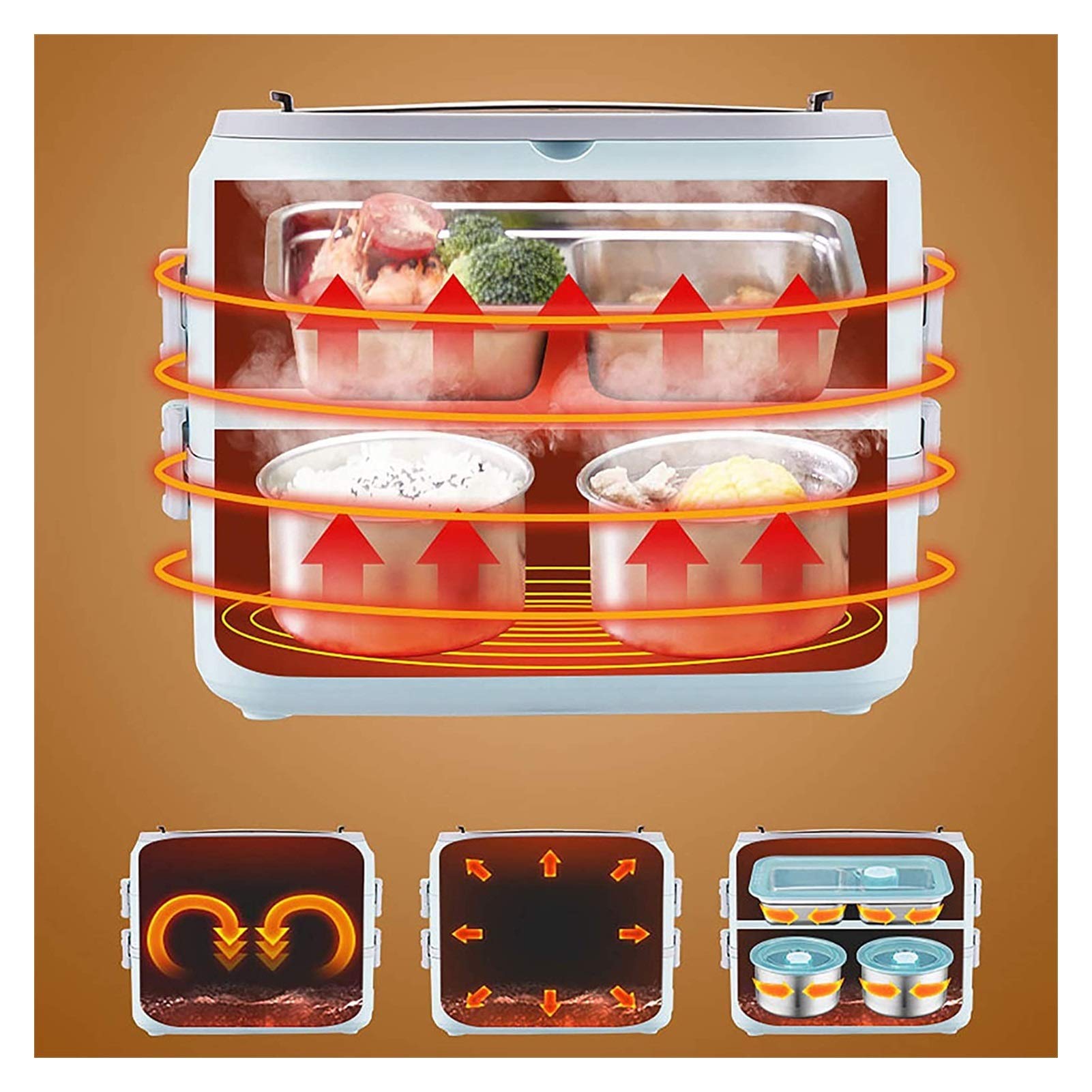 Portable Electric Lunch Box Food Warmer - Stainless Steel 2-in-1 Heating Lunch Box for Home & Office | Perfect for Meal Prep, Commuting, and Traveling