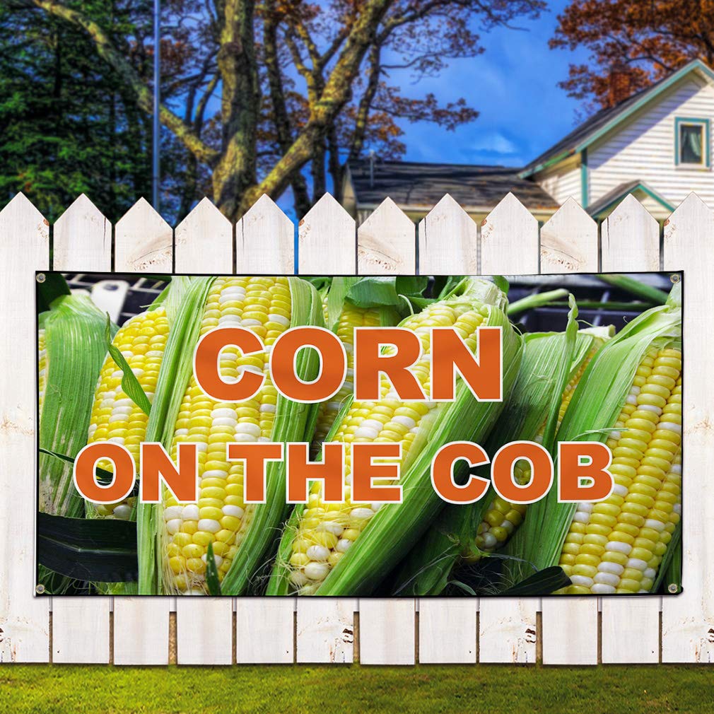 Corn on the Cob Vinyl Banner - 16x40in Outdoor Advertising Sign with Grommets for Festivals & Markets