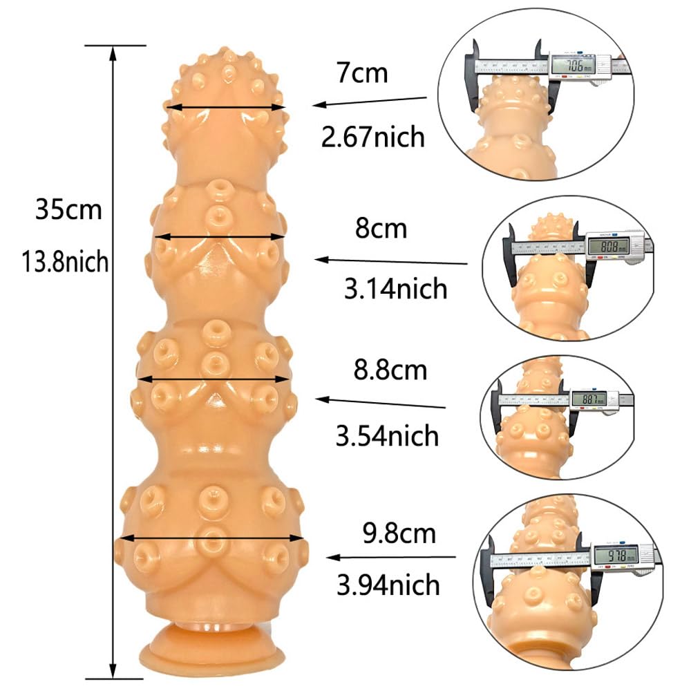 13.8 Inch Extra Long Anal Plug Dildo with Powerful Suction Cup - Flexible Silicone Butt Plug for Men & Women - Realistic Flesh Texture Adult Sex Toy - Perfect for Solo Play, Couples & BDSM Exploration