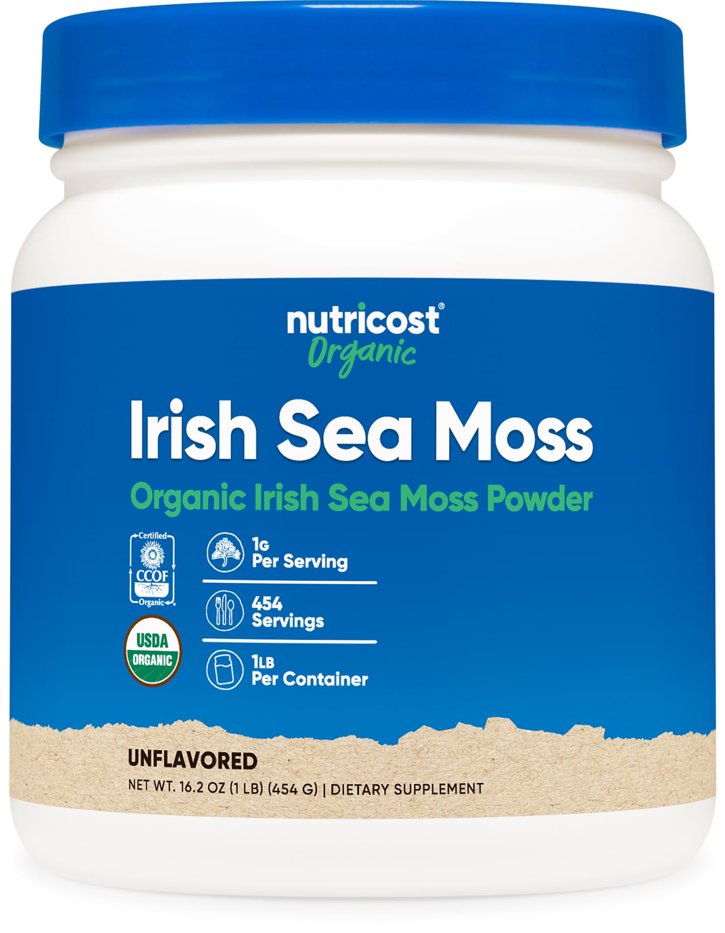Nutricost Organic Irish Moss Powder 1 LB - Gluten Free, Non-GMO, Vegan, Keto & Paleo Friendly - Supports Digestion, Skin Health & Immunity - Perfect for Smoothies, Baking & Herbal Remedies