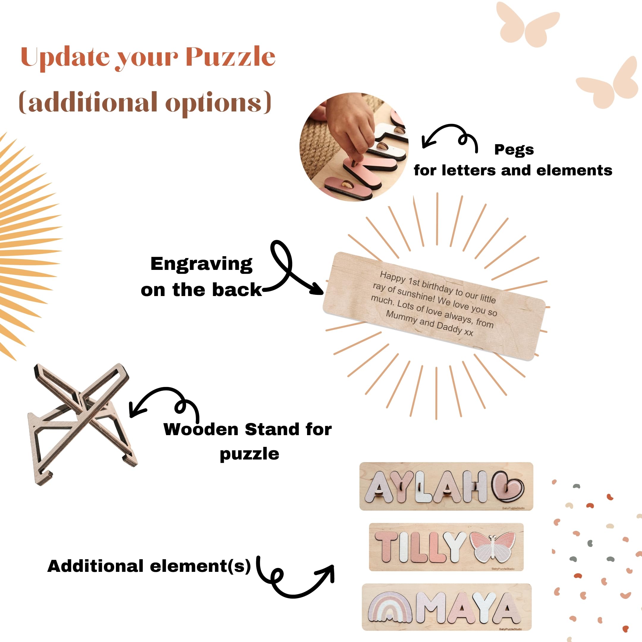 Personalized Baby Name Puzzle - Wooden Learning Toy for Toddlers 1st Birthday Gift | Montessori Busy Board for Nursery Decor (Girl & Boy) | Perfect for Early Education & Playroom Decorations