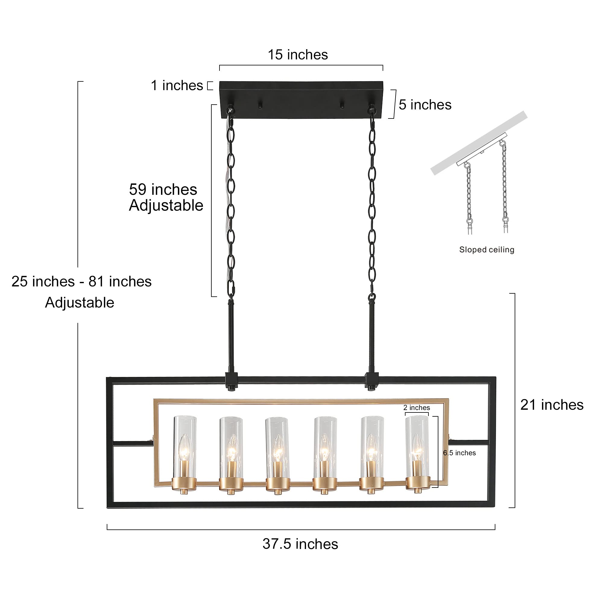 Modern Black Gold Chandelier - 37.5
