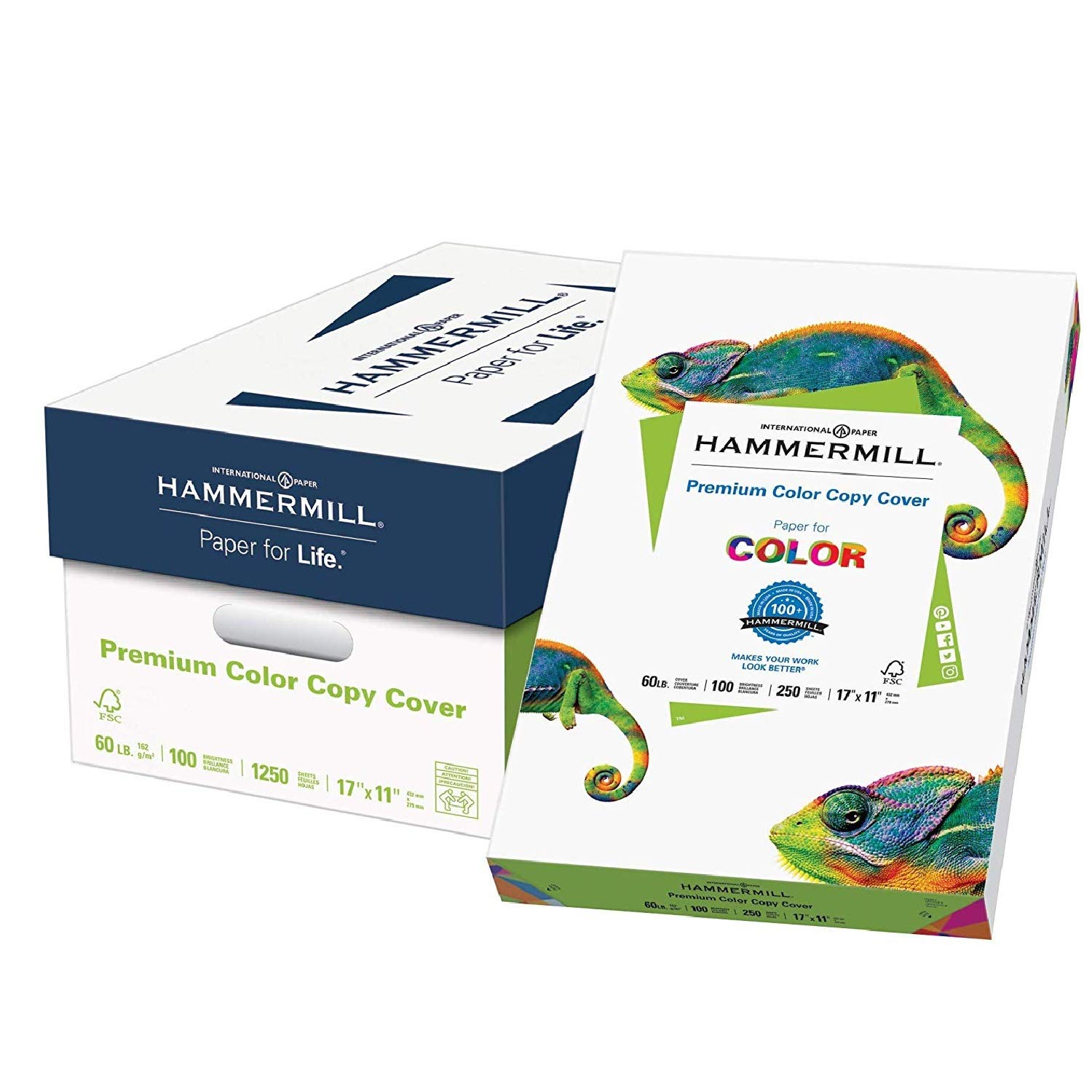 Hammermill Premium 100 lb Cardstock - 17 x 11 Inches, 3 Pack (750 Sheets) - 100 Bright White Color Copy Paper for Printing, Crafts & Office Use - Made in USA (133202C) - Perfect for Business Cards, Invitations & DIY Projects