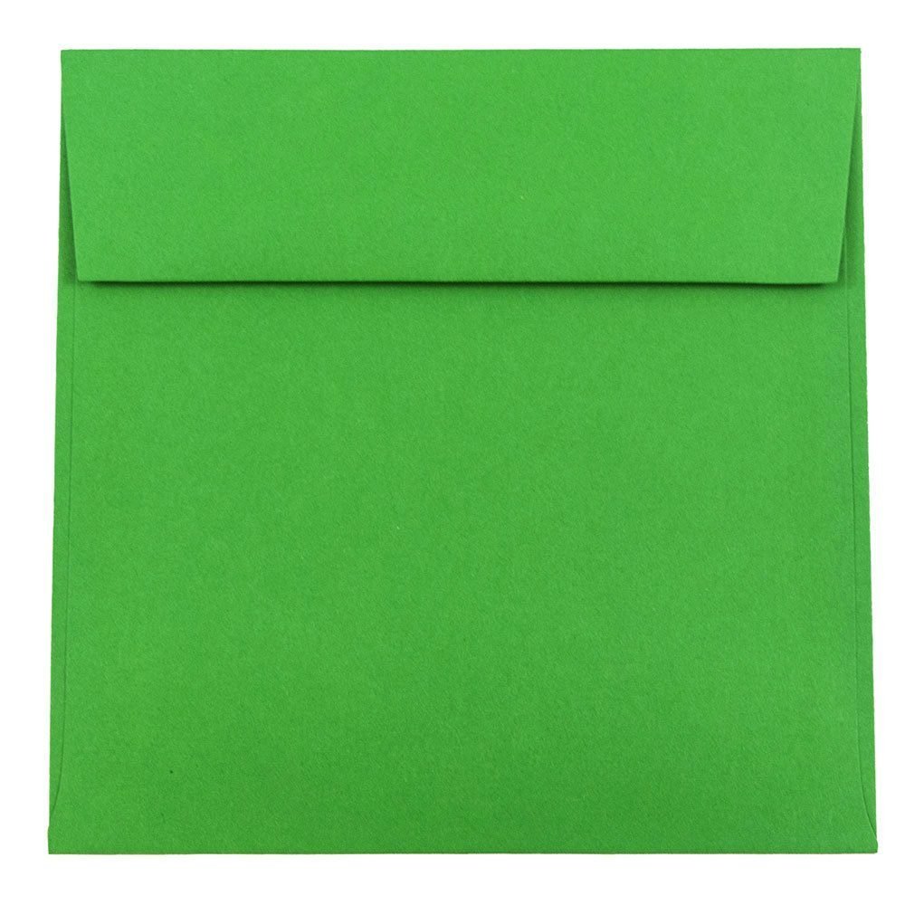 JAM PAPER 6.5 x 6.5 Inch Square Green Recycled Invitation Envelopes - 50 Pack - Perfect for Wedding Invitations, Greeting Cards & Business Correspondence