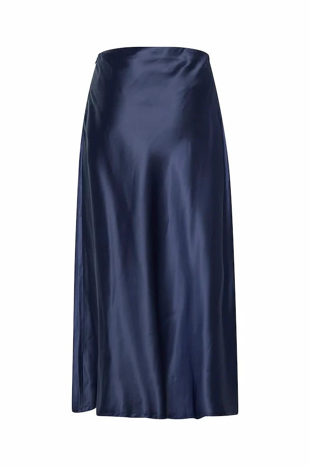 Enda Midi Skirt for Women - Dark Navy Blue Flowy A-Line Skirt | Perfect for Office, Date Night & Casual Outfits