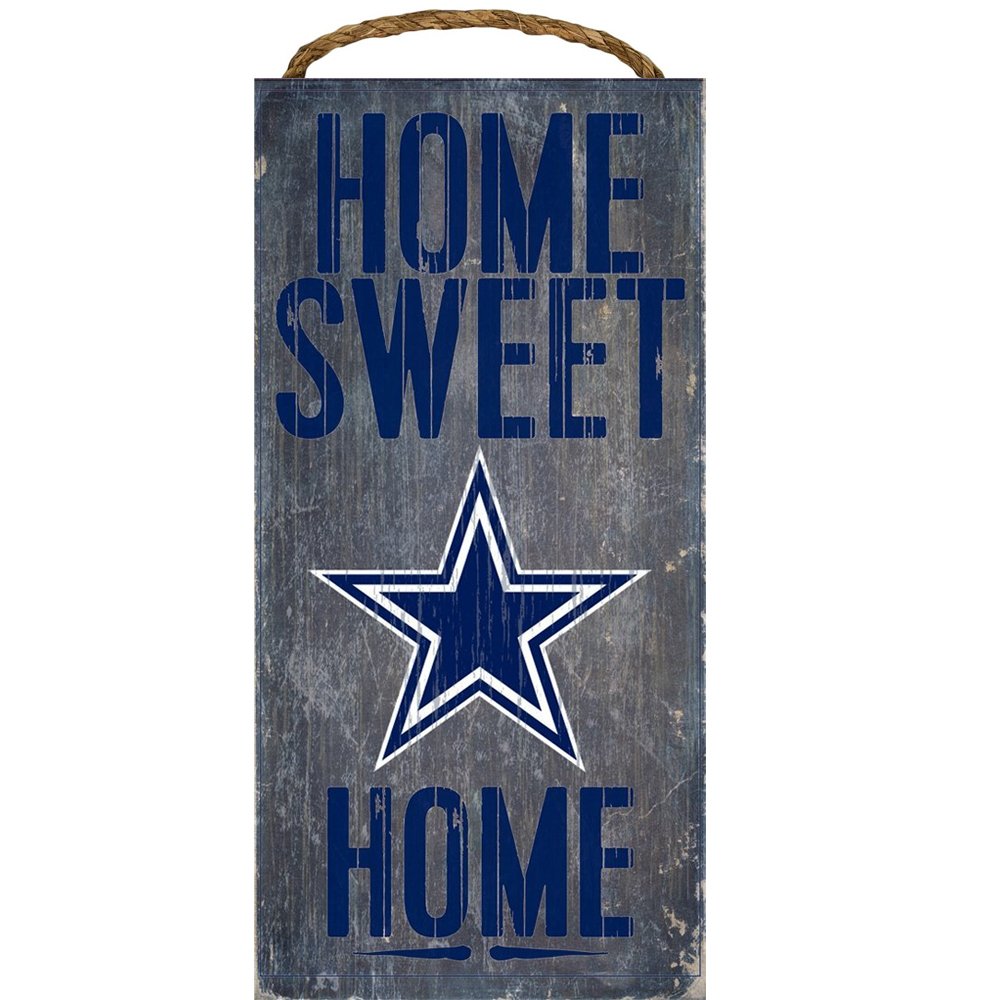 Fan Creations Dallas Cowboys 6x12 Inch Wooden Home Sweet Home Sign - Perfect for Cowboys Fans, Wall Decor & Game Room