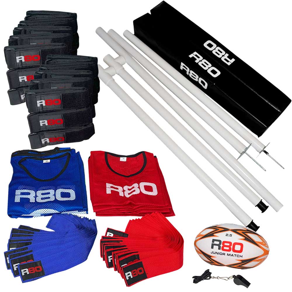 R80 Junior Rippa Team Football Goal Sets with Posts & Corner Poles - Perfect for Youth Soccer Practice, Backyard Games, and School PE Classes
