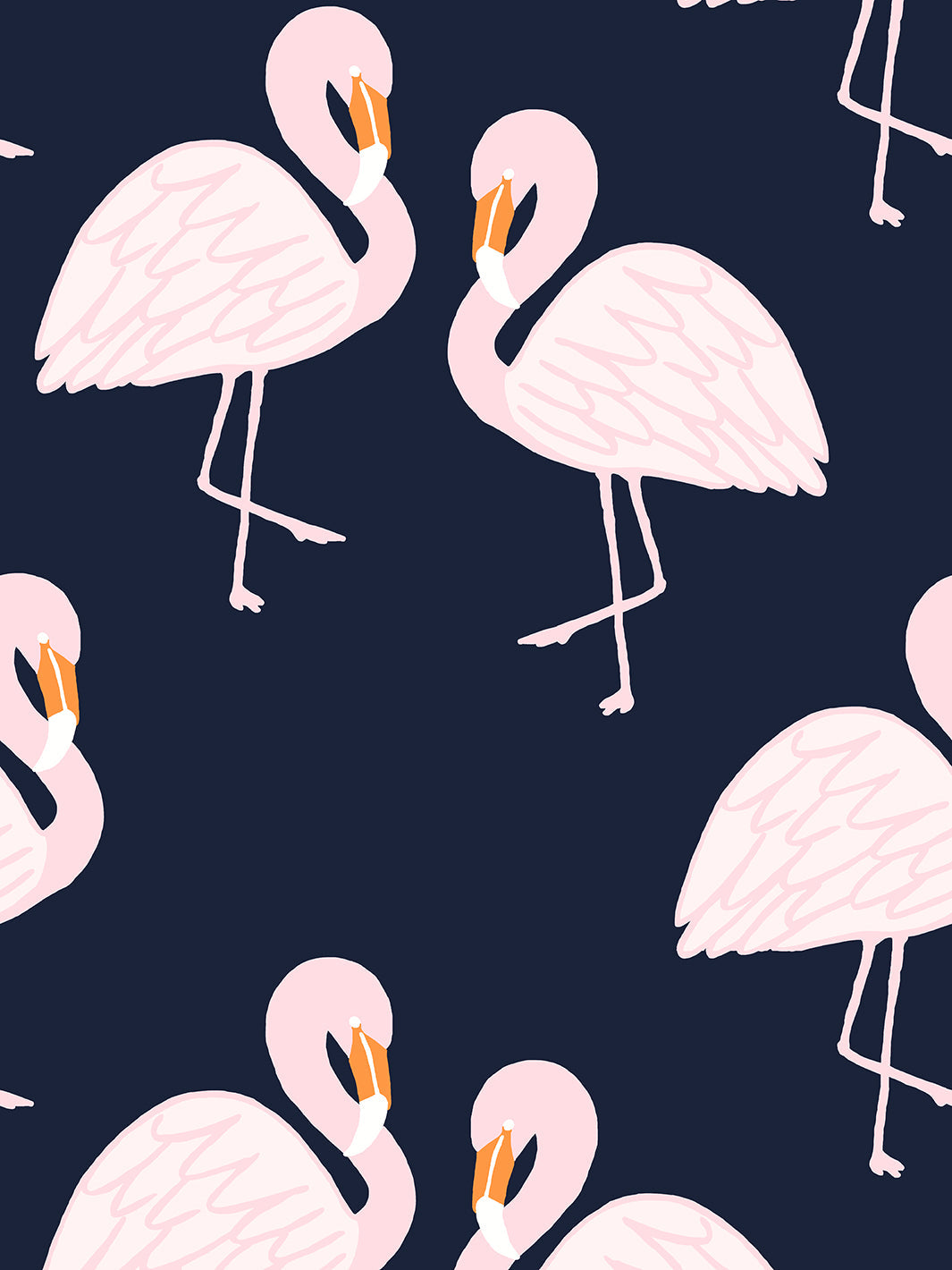 Flamingos Wallpaper by Tea Collection in Navy Blue - Tropical Flamingo-Themed Peel and Stick Wallpaper for Nursery, Bathroom, or Accent Wall Decor