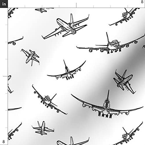 Small Airplane Pilot Print Velvet Fabric by The Yard - Upholstery, Quilting & Apparel Material for Boys Room Decor, Nursery Bedding & Home Furnishings | Perfect for DIY Projects, Curtains & Throw Pillows