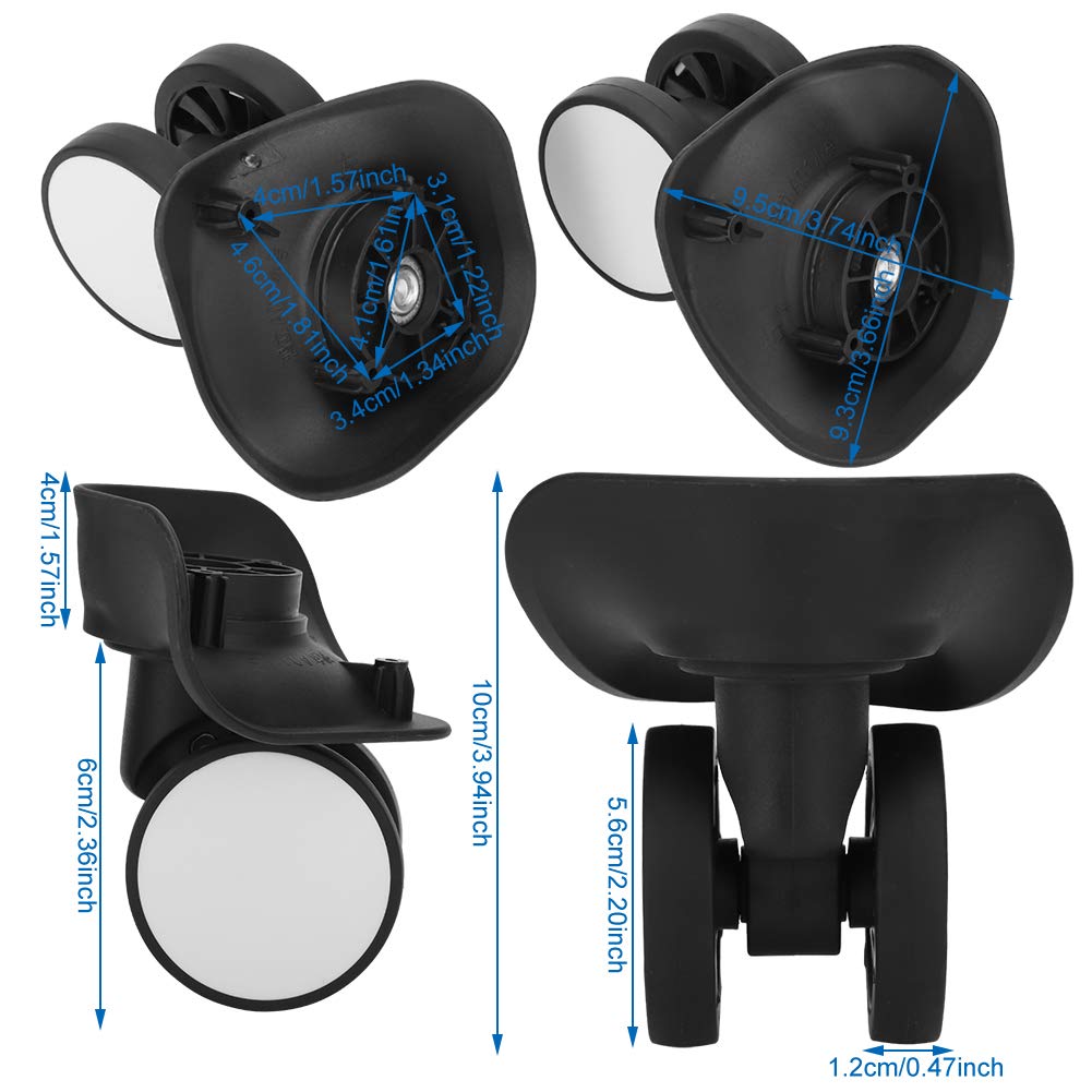 Universal Luggage Wheels Replacement for PP and PET Suitcases - Durable Non-Slip Travel Suitcase Wheels for Smooth Rolling (Ideal for Airports, Business Trips, and Vacation Travel)
