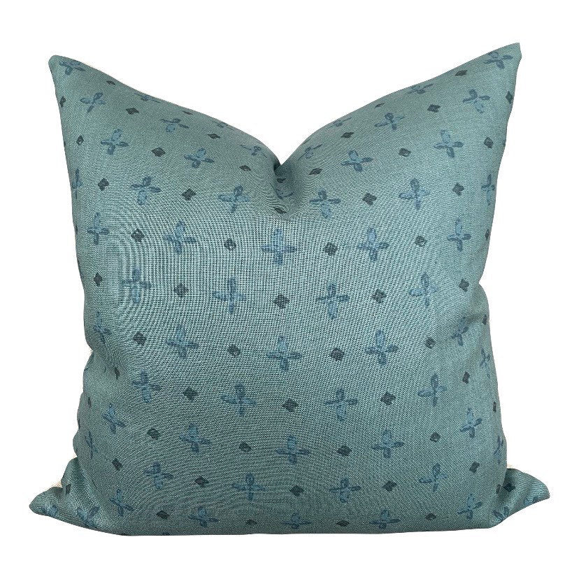 READY TO SHIP Designer Amun Border Pillow in Juniper - Luxury Bohemian Throw Pillow for Living Room, Bedroom & Sofa Decor