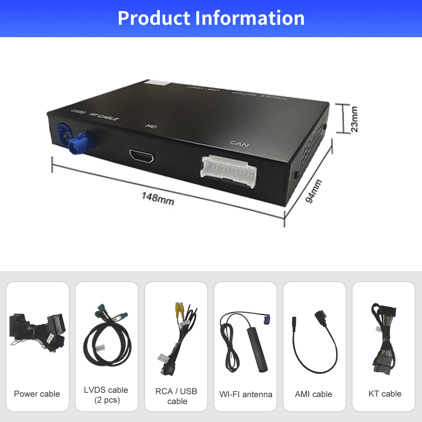 Road Top Wireless CarPlay & Android Auto Retrofit Kit for Audi A1 (2013-2018) with RMC System - Supports Navigation, MirrorLink, Rear Camera & Siri Voice Control | Plug & Play Upgrade for Seamless Smartphone Integration & Safer Driving