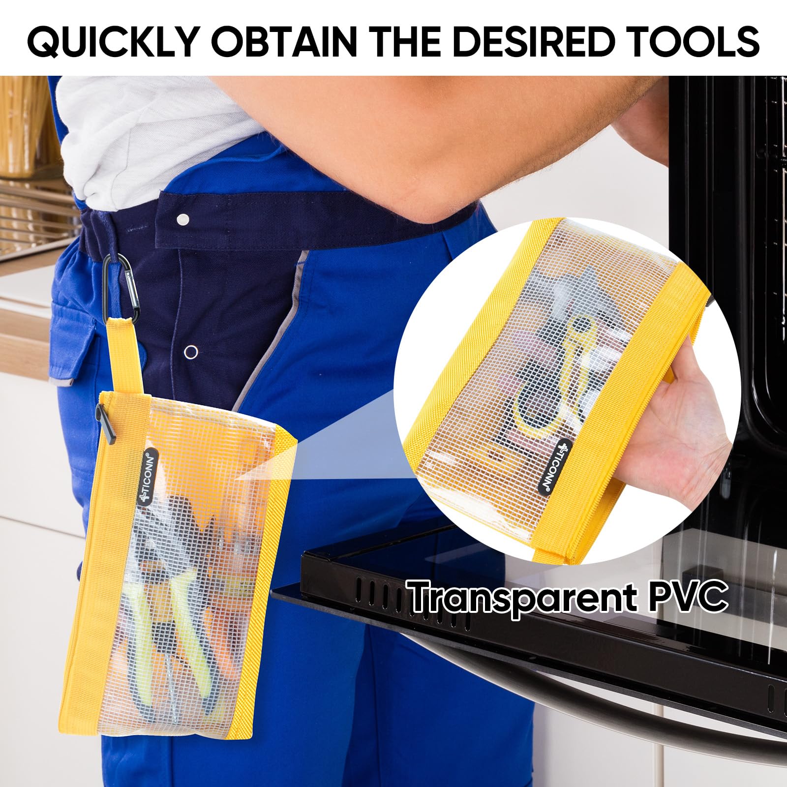 TICONN 1680D Oxford Small Tool Pouch with Zipper - 9-Piece Combo Set for Tool Organizers & Storage | Durable Utility Bag for Electricians, Plumbers & DIY Home Improvement Projects