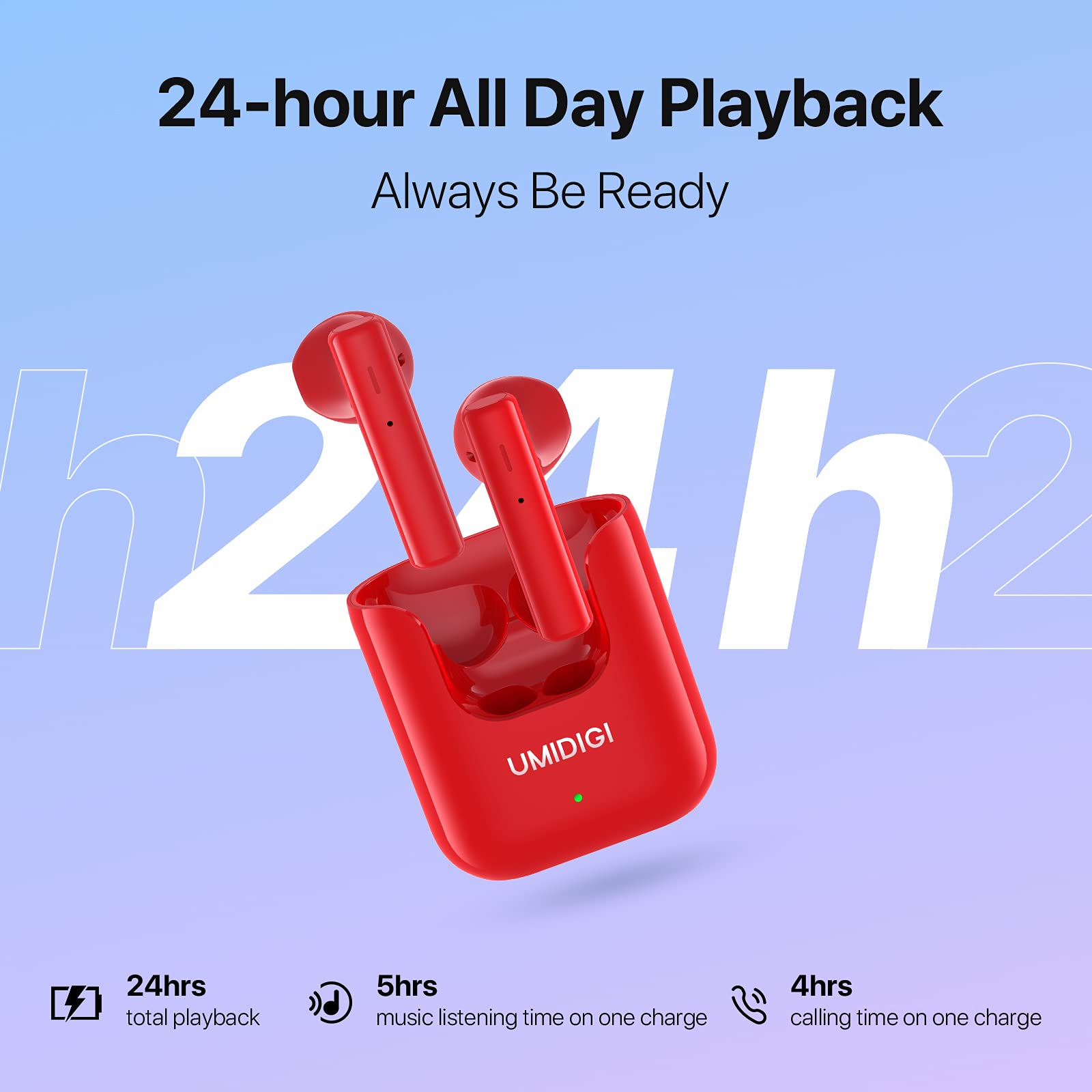 UMIDIGI AirBuds U Wireless Bluetooth 5.1 Earbuds with Mic, Touch Control In-Ear Headphones, 24H Playtime for Workout, Gym & Travel - Perfect for Office, Commuting & Home Use