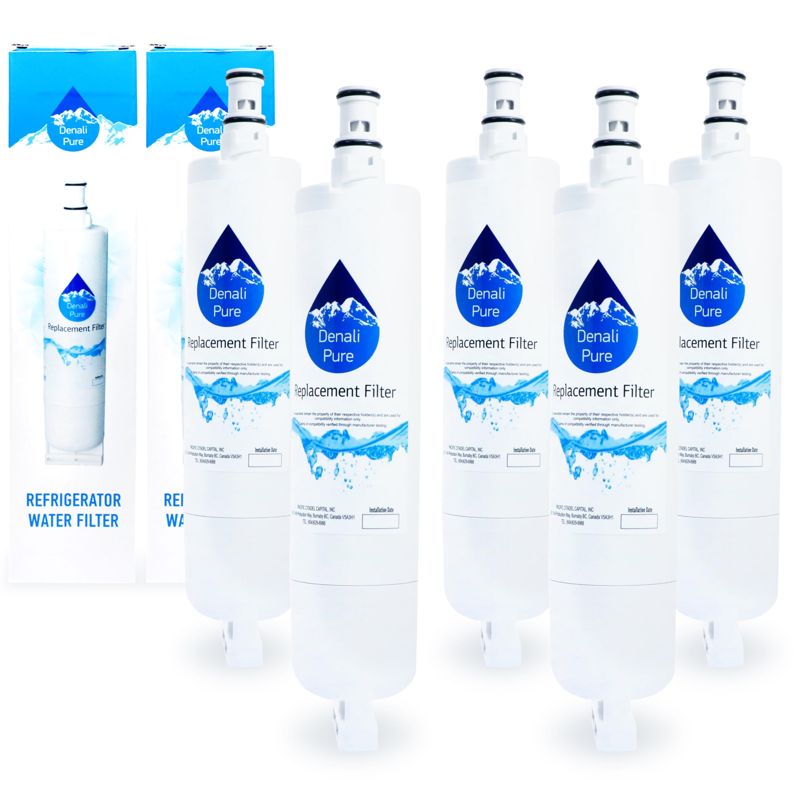 5-Pack Sears/Kenmore 10659592993 Refrigerator Water Filter Replacement - Compatible with 46-9010, 46-9902, 46-9908 Fridge Water Filter Cartridges | Clean & Safe Drinking Water for Home, Office, RV & Refrigerator Use