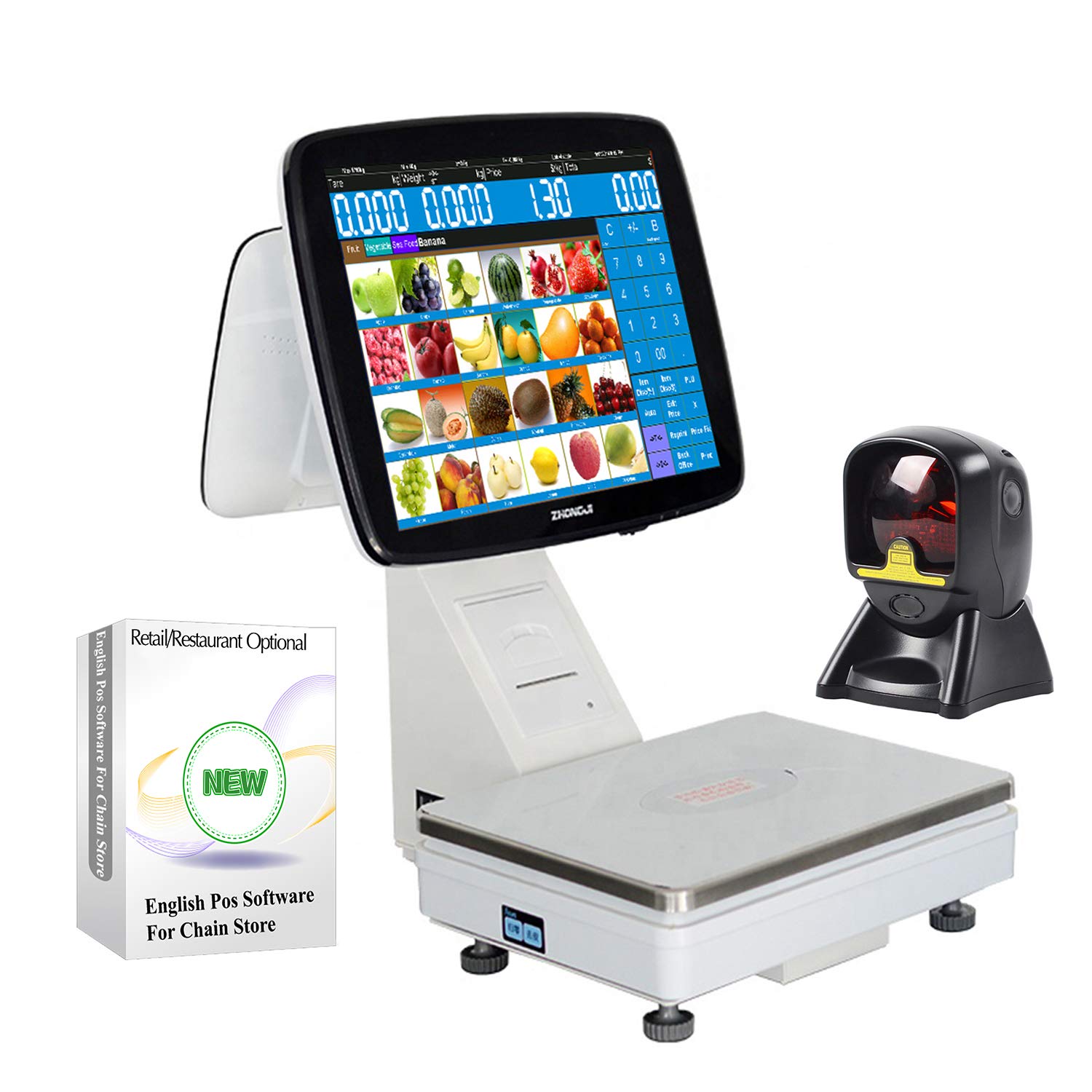 Touch Screen POS System for Supermarkets & Retail Stores - All-in-One Cash Register with Built-in Receipt Printer, Barcode Scanner & POS Software | Ideal for Grocery Stores, Farmers Markets & Convenience Stores