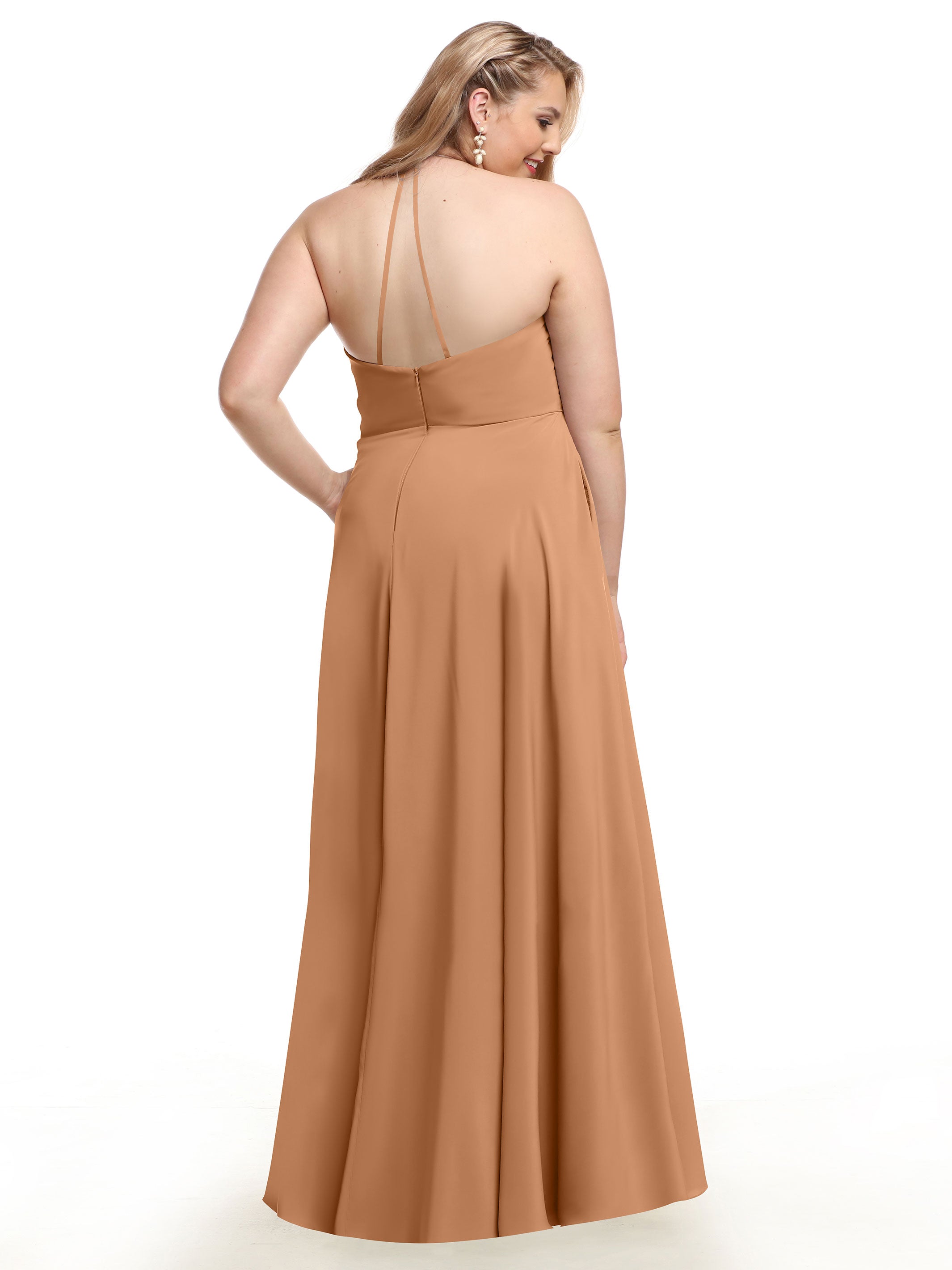 Elegant 80101 Stretch Chiffon A-Line Bridesmaid Dress with V-Neck & Pleats - Perfect for Weddings, Formal Events & Special Occasions