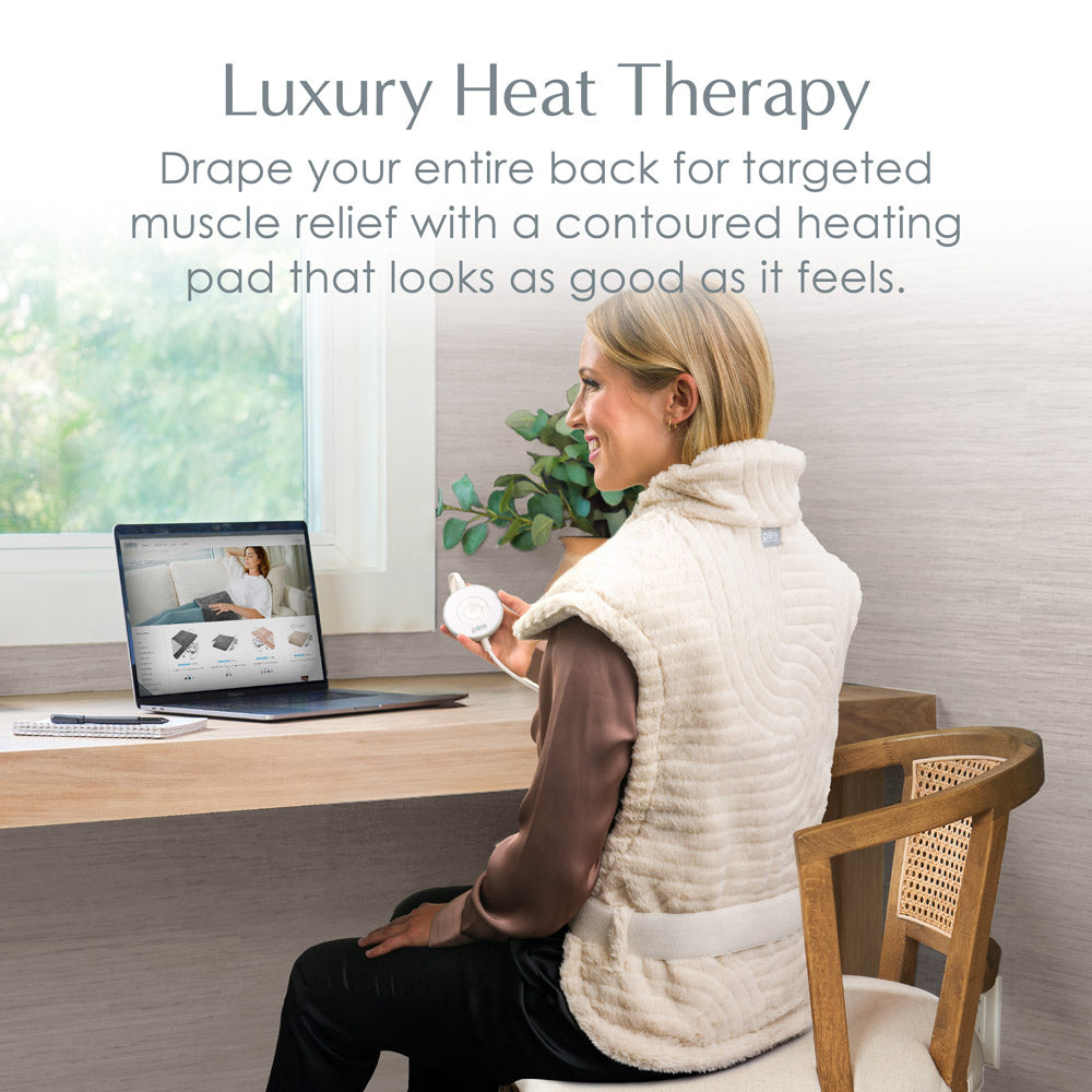 PureRadiance™ Back & Neck Luxury Heating Pad - Golden Sands - Soothing Pain Relief for Muscle Aches & Stiffness - Perfect for Home, Office & Relaxation