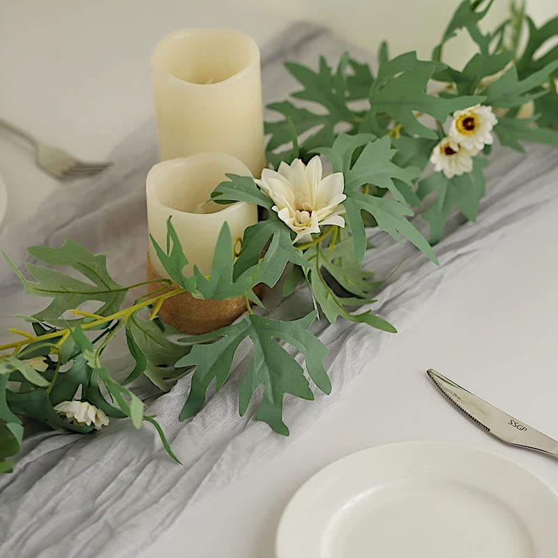 6 Feet Cream Silk Daisy Flower Garland with Leaves - Elegant Hanging Vine for Wedding, Party, Reception & Home Decor - Perfect for Indoor/Outdoor Events, DIY Projects, and Seasonal Celebrations