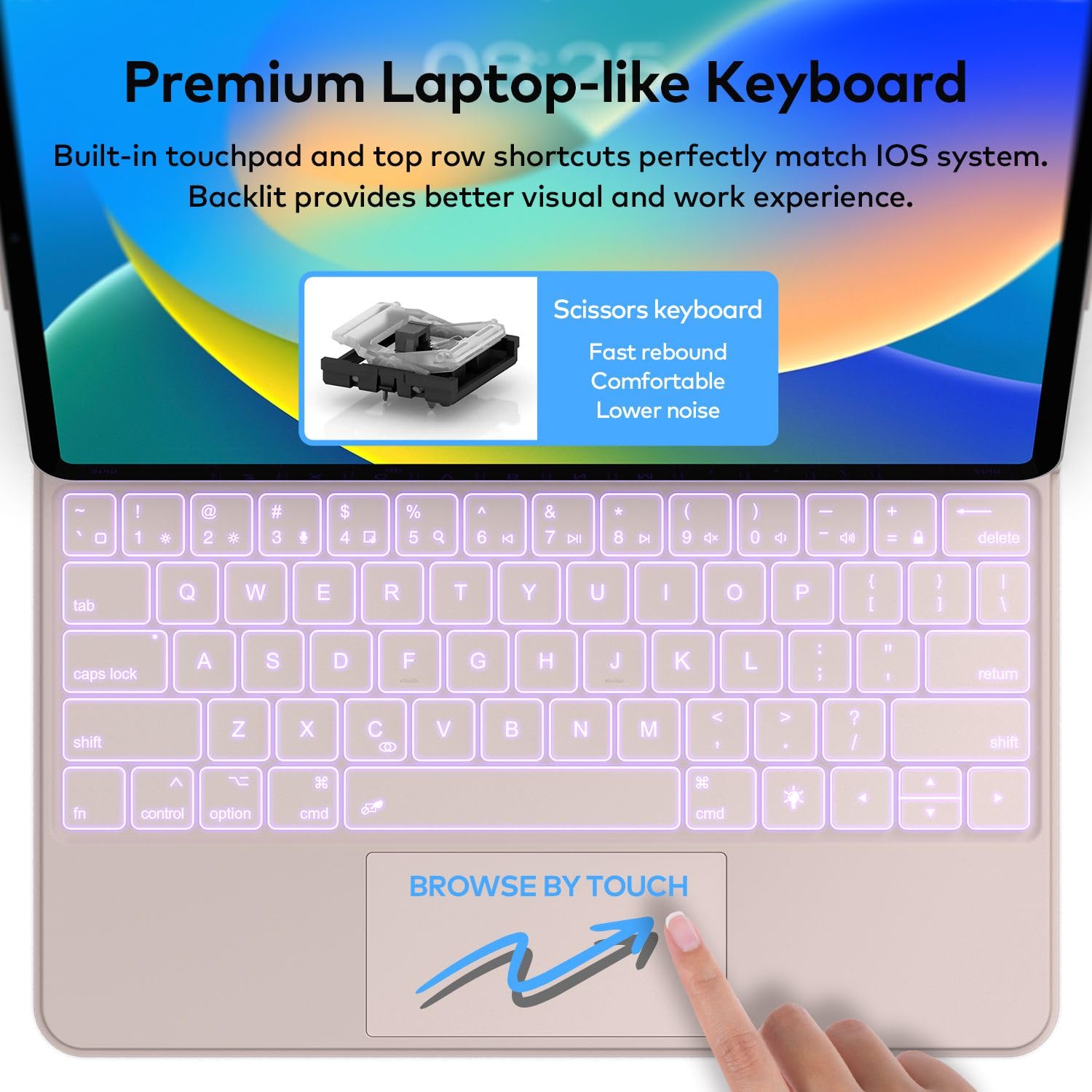 Magnetic Keyboard Case for iPad Air 13 (M3 2025 / M2 2024) & iPad Pro 12.9 inch 6th/5th/4th/3rd Gen - Slim Magic-Style Cover with Multi-Touch Trackpad & Floating Stand - Perfect for Typing, Drawing, and Office Work