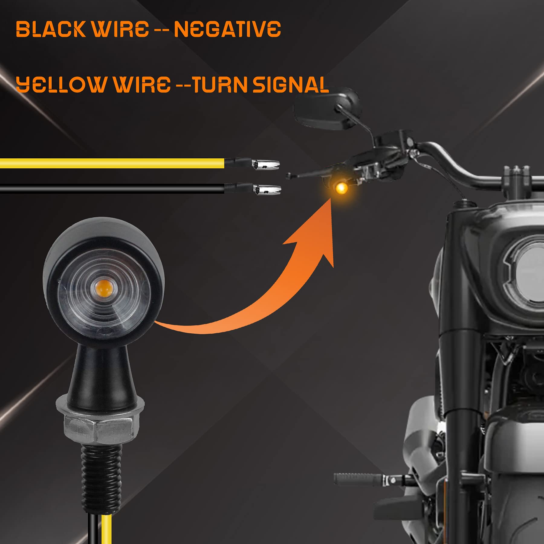 Universal LED Motorcycle Turn Signal Lights - Mini Front Blinkers Compatible with Harley, Honda, Suzuki, Triumph, Yamaha - Perfect for Night Riding & Safety Enhancement