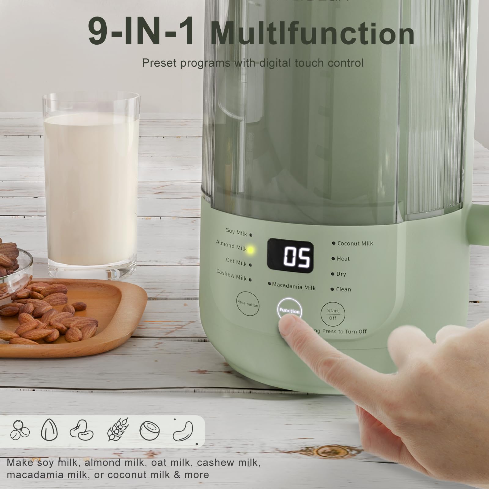 **CheersLux 40oz Nut Milk Maker - Low Noise 9-in-1 Automatic Soy Milk Machine for Almond, Oat & Plant-Based Milk - 3-Min Cold Press, Delay Start & Auto Clean - Perfect for Vegan, Dairy-Free & Healthy Lifestyles**    *(Use Cases: Ideal for homemade almond milk, oat milk, soy milk, and other plant-based beverages. Great for vegan diets, lactose intolerance, and healthy meal prep.)*