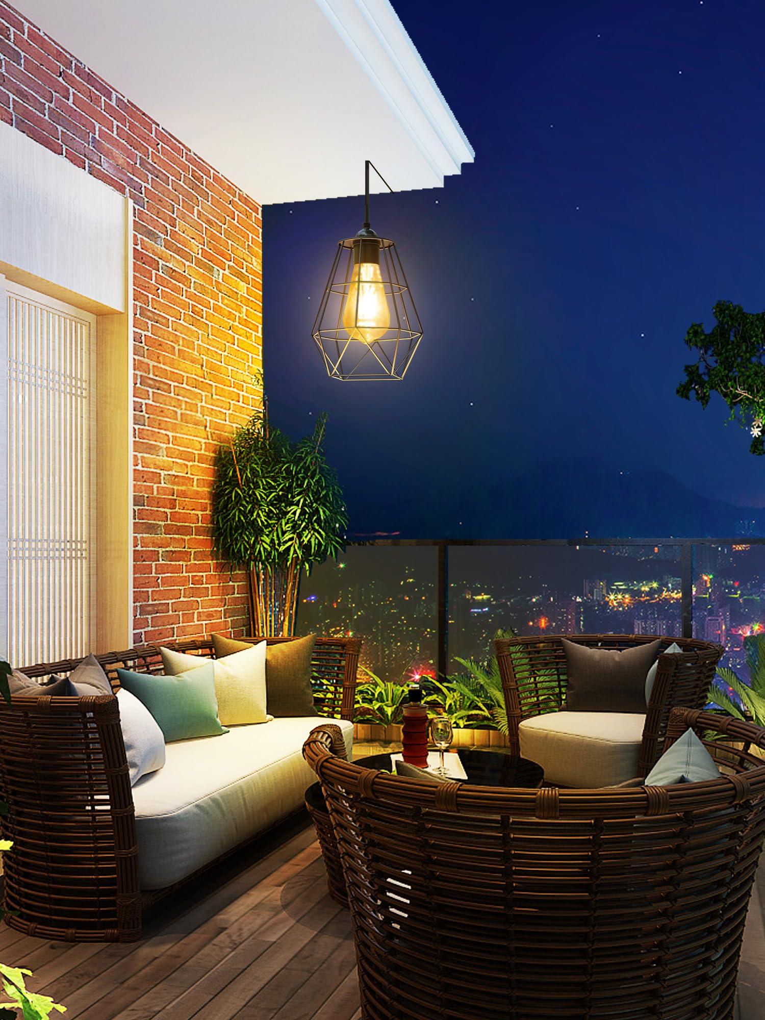 Intelamp Solar Pendant Lights - Indoor/Outdoor Hanging Chandelier with 4000mAh Battery & Remote Control, 16.4ft Cord, Dusk to Dawn Sensor - Perfect for Gazebos, Sheds, Barns, Chicken Coops & Patio Lighting