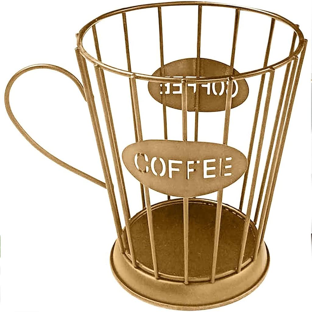 SHUANGSHI Metal Coffee Pod Holder - Iron Art Candle & Creamer Container - Stylish Kitchen & Office Organizer for Coffee Bars - Gold Finish | Perfect for Home Decor & Coffee Station Organization