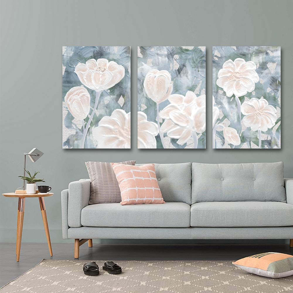 IDEA4WALL Abstract Floral Canvas Wall Art Set - 3 Panel Modern Oil Painting Home Decor (24