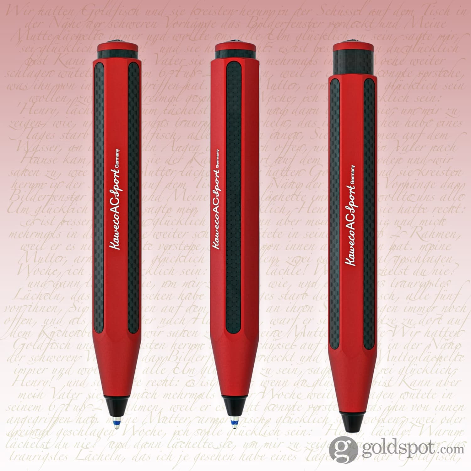 Kaweco AC Sport Carbon Red Ballpoint Pen - Premium Writing Instrument for Professionals, Students & Everyday Use