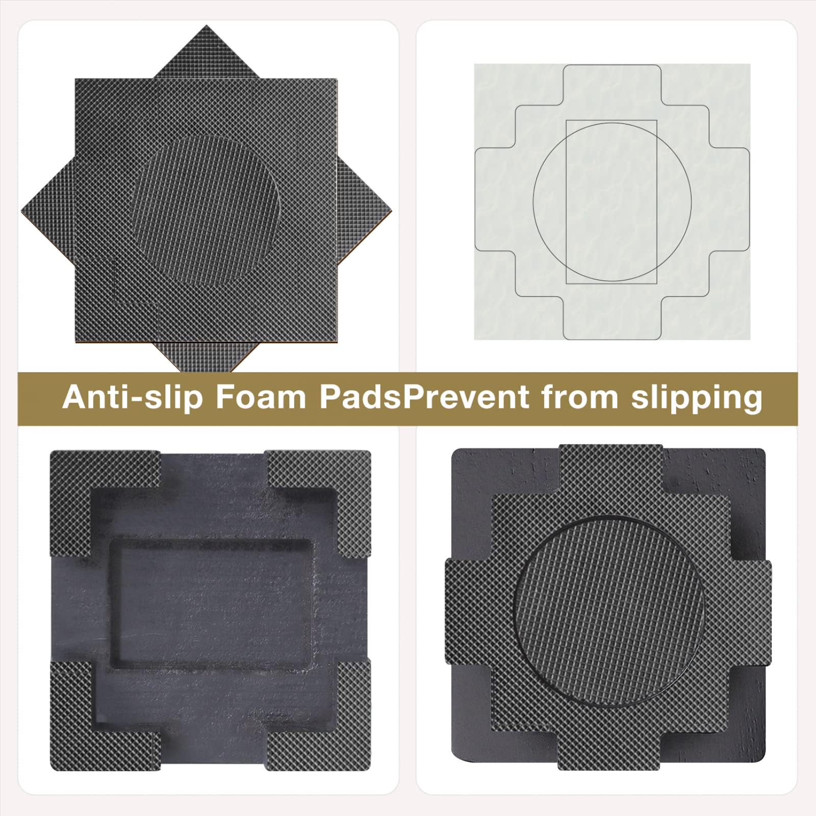 3.5 Inch Wood Bed Risers with Non-Slip Rubber Pads - 4 Pack Sturdy Furniture Risers for Sofa, Couch & Table Legs - Stackable Bed Lifts for Extra Storage Space & Comfort - Black