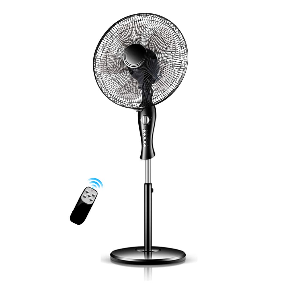 16-Inch Oscillating Pedestal Fan with Remote Control - 3 Speed Settings, 7.5H Timer & Adjustable Height - Powerful Cooling for Home, Office, or Bedroom - Black