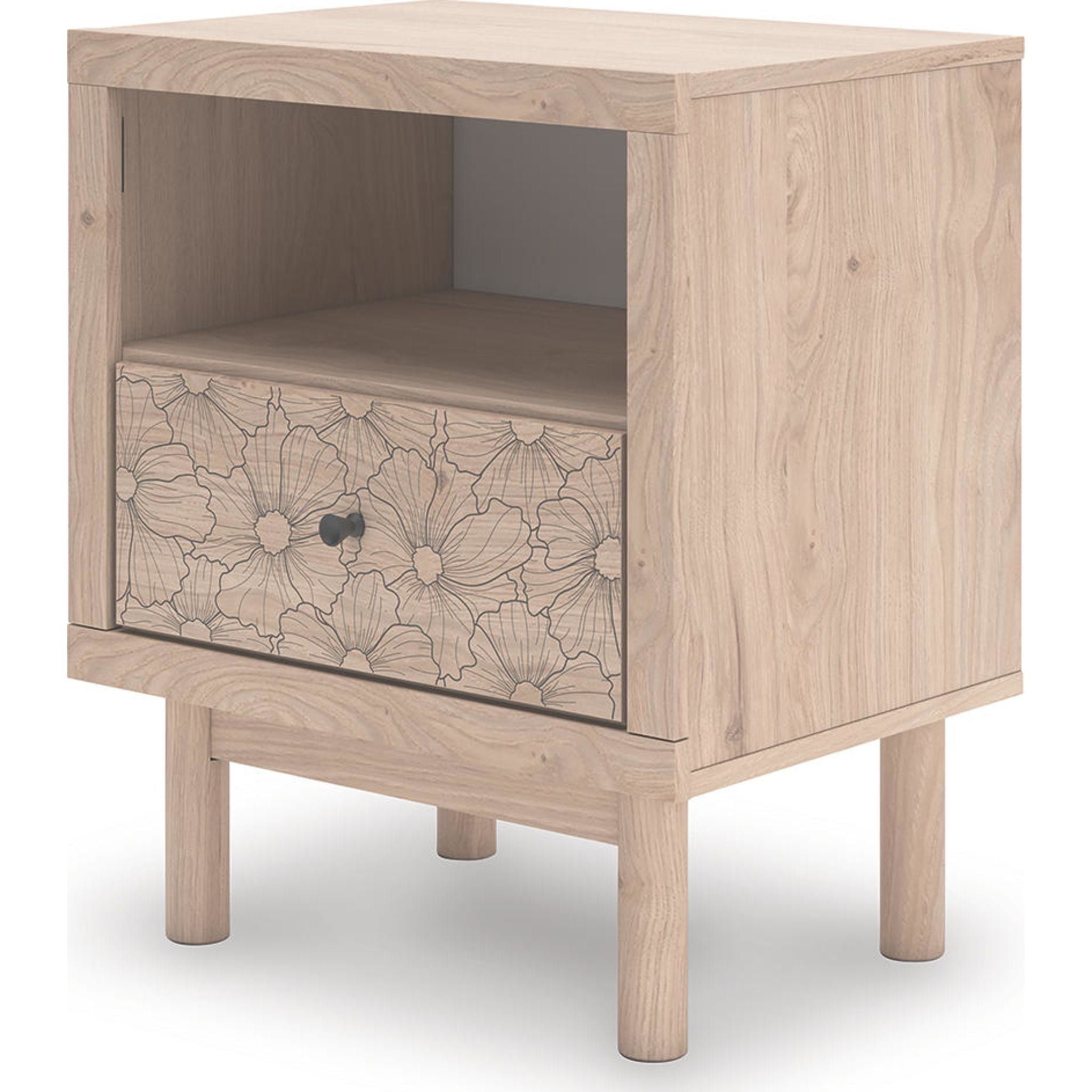 Arloster Nightstand in Tan - Modern Bedside Table with Drawer for Bedroom, Living Room, or Office - Perfect for Storage and Organization