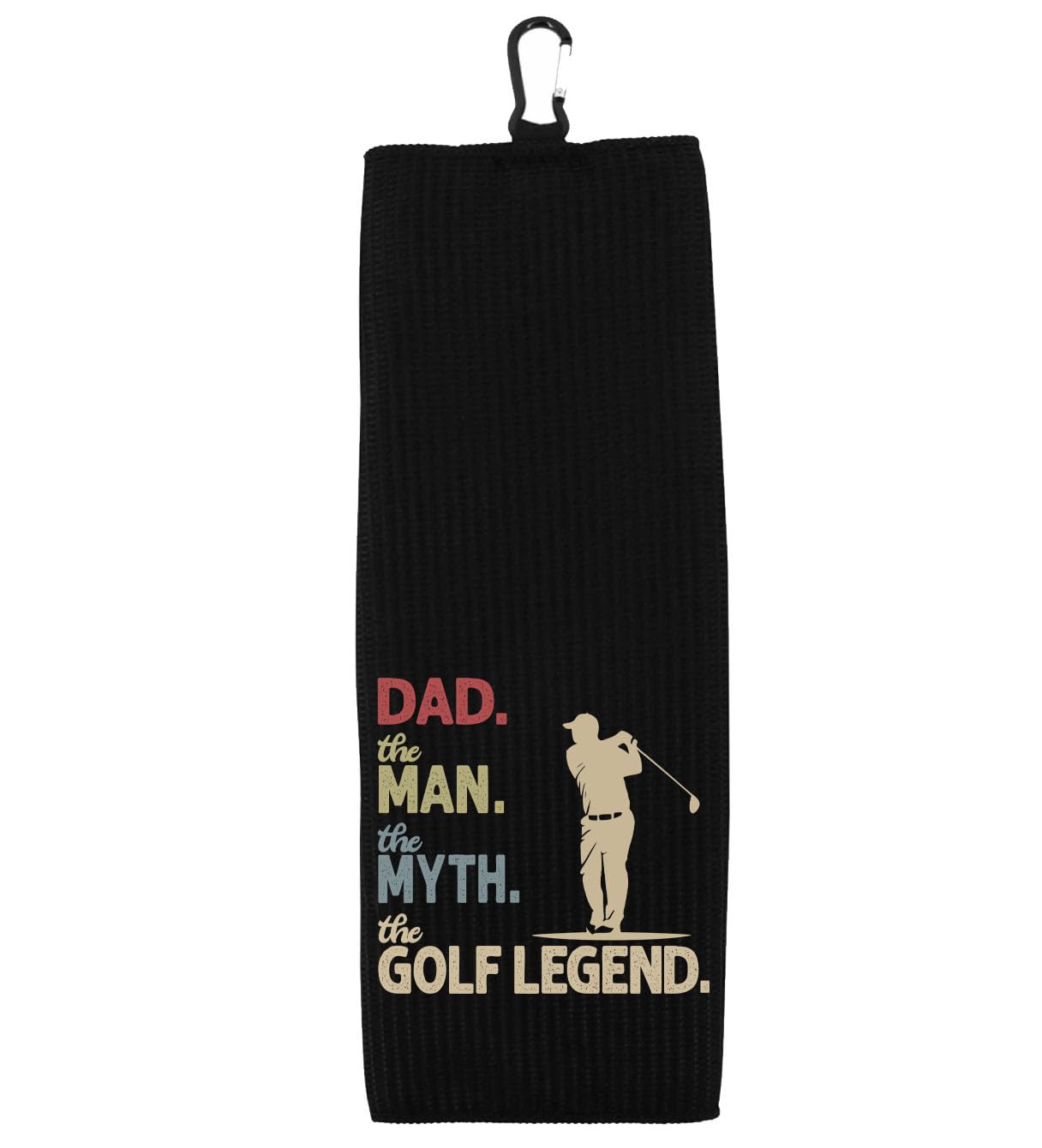 Dad The Man The Myth The Golf Legend - 100% Microfiber Waffle Weave Tri-Fold Golf Towel for Men | Perfect for Golf Courses, Driving Range & Sports Gifts