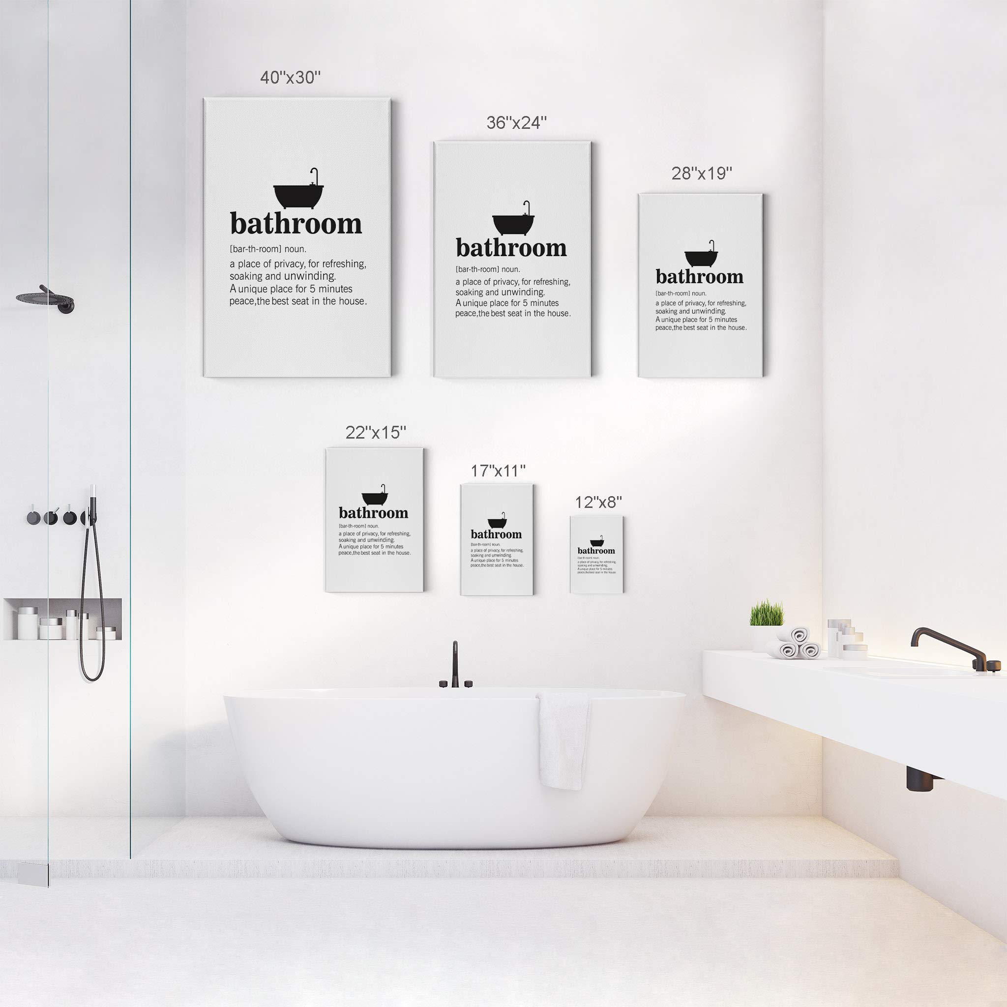 Funny Bathroom Wall Art - Smile Art Design Noun Dictionary Definition Canvas Print | Privacy Quote Home Decor | Ready to Hang 40x30 | Made in USA | Perfect for Powder Rooms, Guest Baths & Farmhouse Style Decor