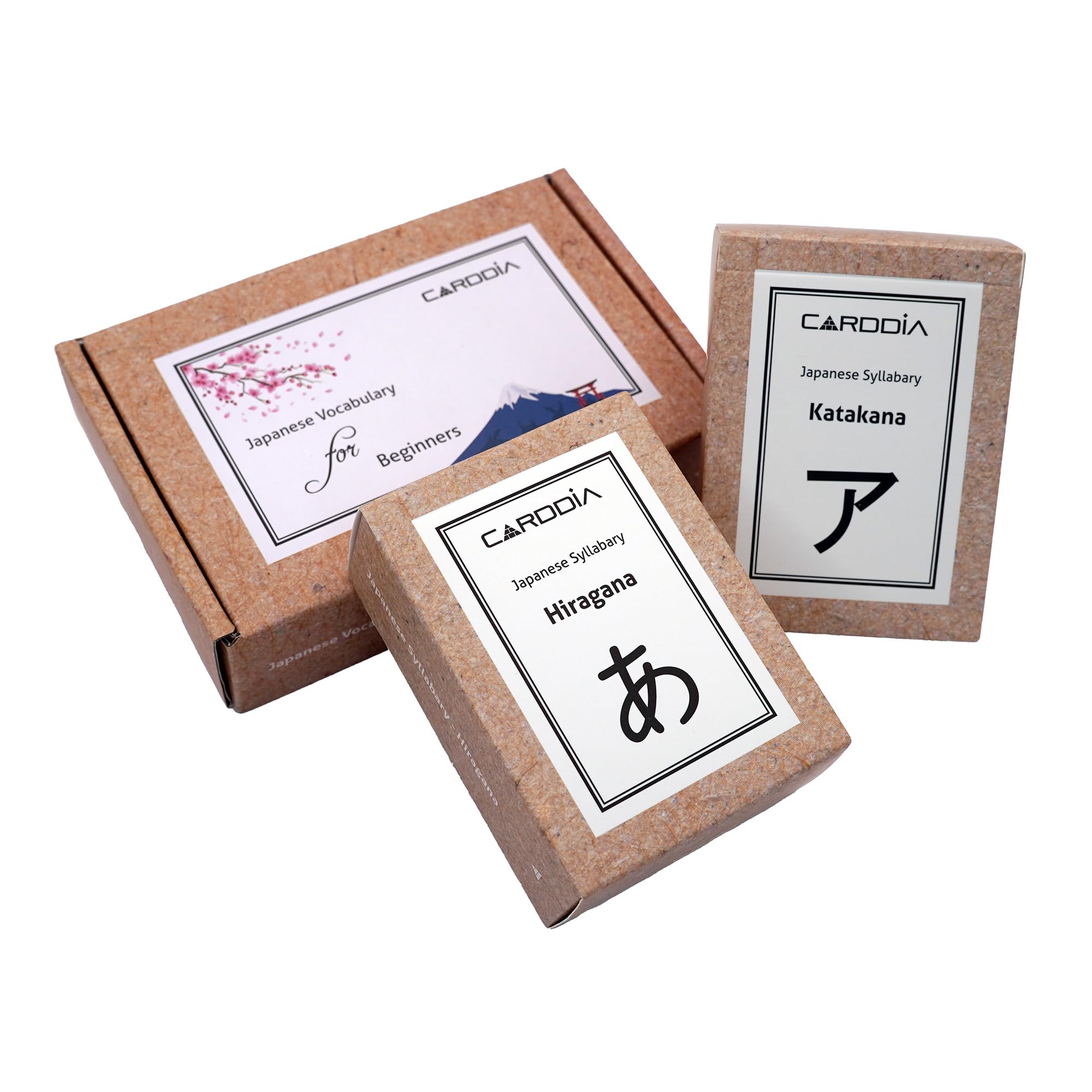 CARDDIA Japanese Hiragana & Katakana Flash Cards with Vocabulary - Beginner Learning Set for Language Study, Travel & Anime Enthusiasts