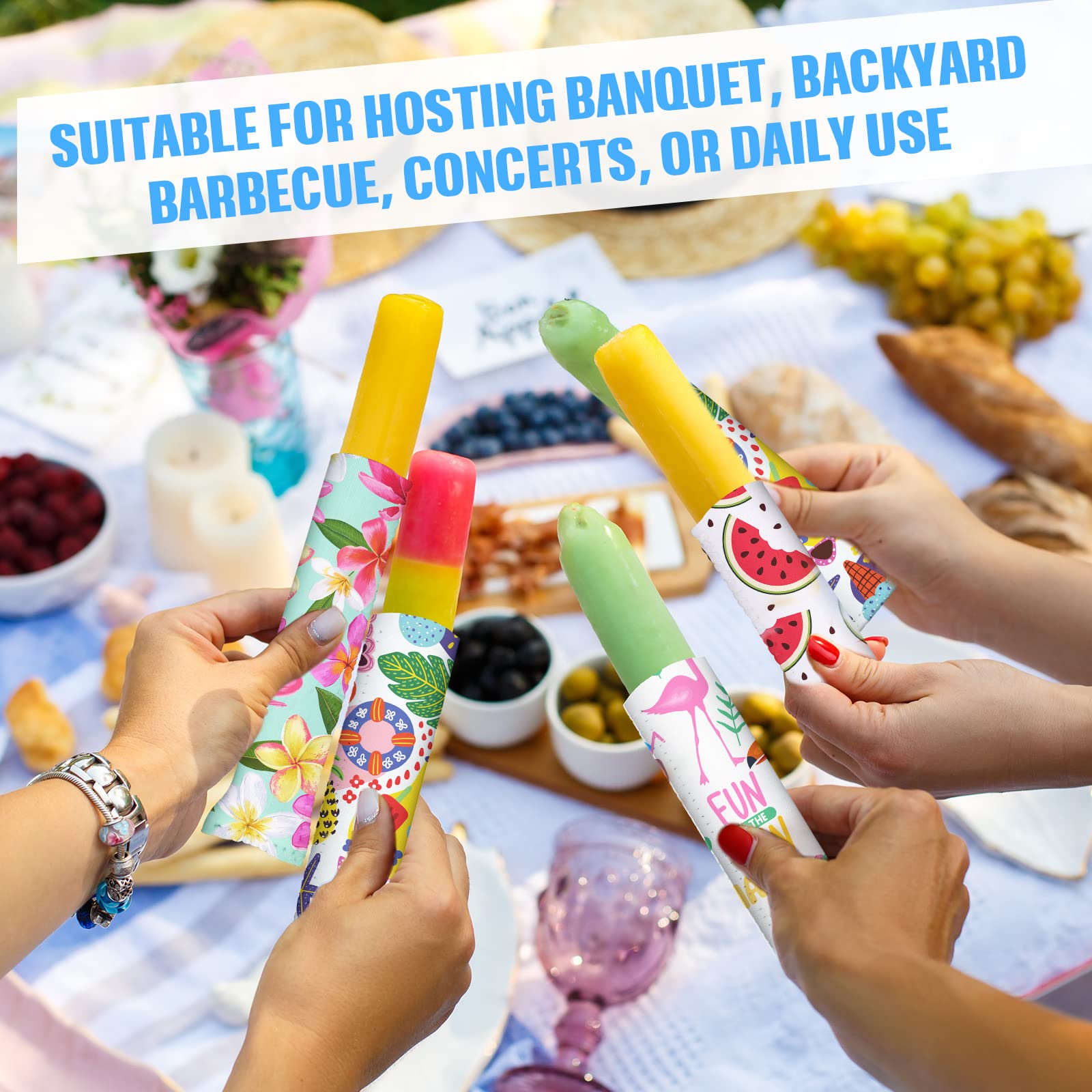 Patelai 36 Pack Reusable Ice Pop Sleeves - Popsicle Holders for Kids, Freeze Sublimation Blank Bags for Heat Press Transfer (White) - Perfect for Summer Treats, Birthday Parties & School Snacks