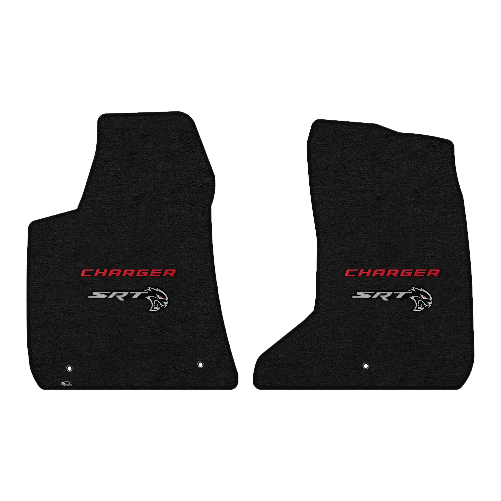 Premium Custom-Fit Carpeted Floor Mats for Dodge Charger AWD 2021 & Newer - Red Charger & Hellcat Logo (Charcoal, 2-Piece Front Set) | Luxury Car Accessories for Enhanced Comfort & Style