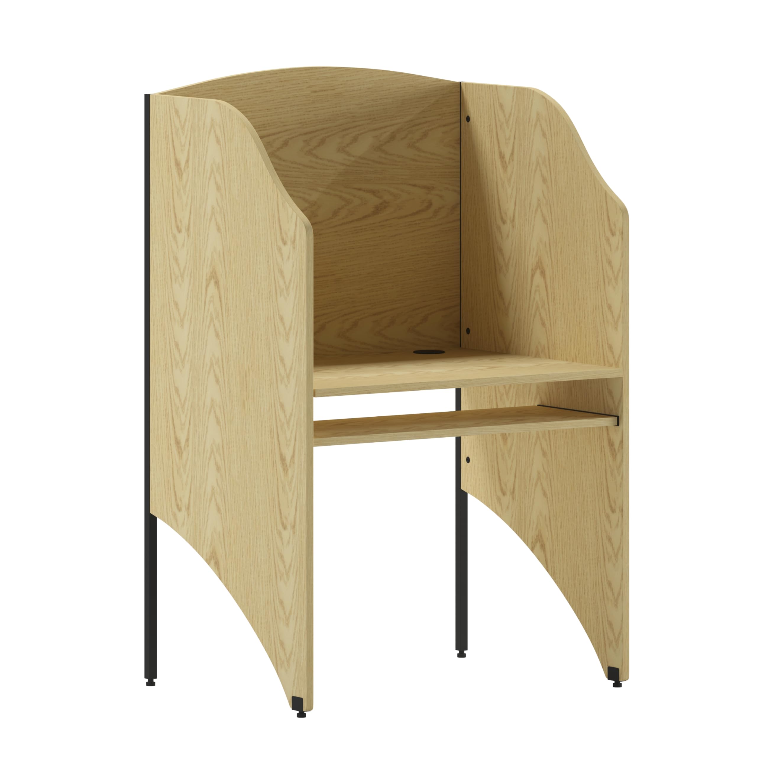Flash Furniture Kevin Starter Study Carrel Desk - Oak Finish Home Office Desk for Small Spaces, Perfect for Studying, Working & Reading in Libraries, Dorms or Home Offices