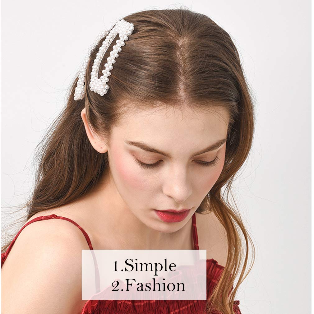Jaciya 4-Pack Large Pearl Hair Clips for Women - Elegant Hair Barrettes, Wedding & Bridal Hair Accessories, Braiding Styling Clips - Perfect for Parties, Proms and Special Occasions