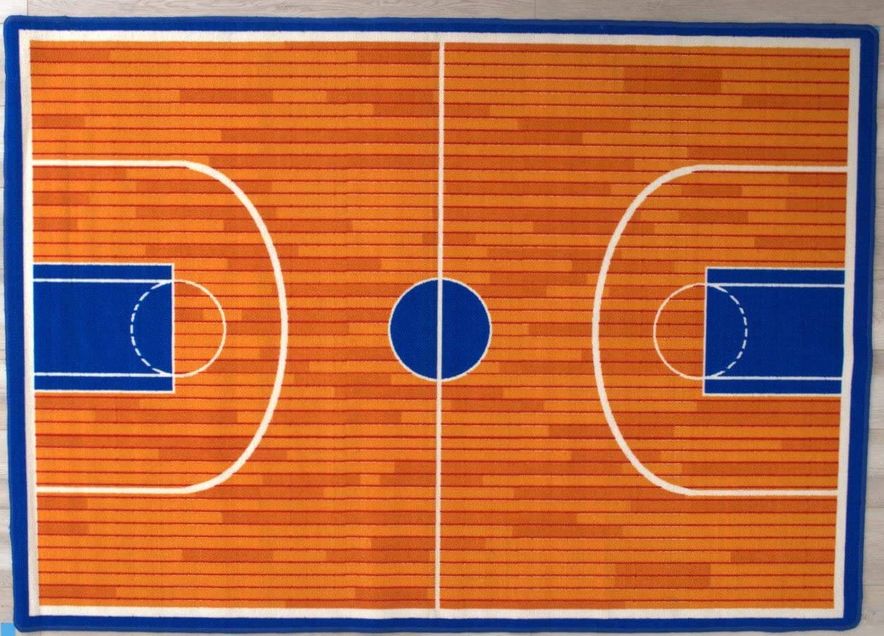 Kids Basketball Court Area Rug - 8x10 Feet Non-Slip Sports Carpet for Playroom, Bedroom & Living Room - Perfect for Indoor Games & Playtime Fun