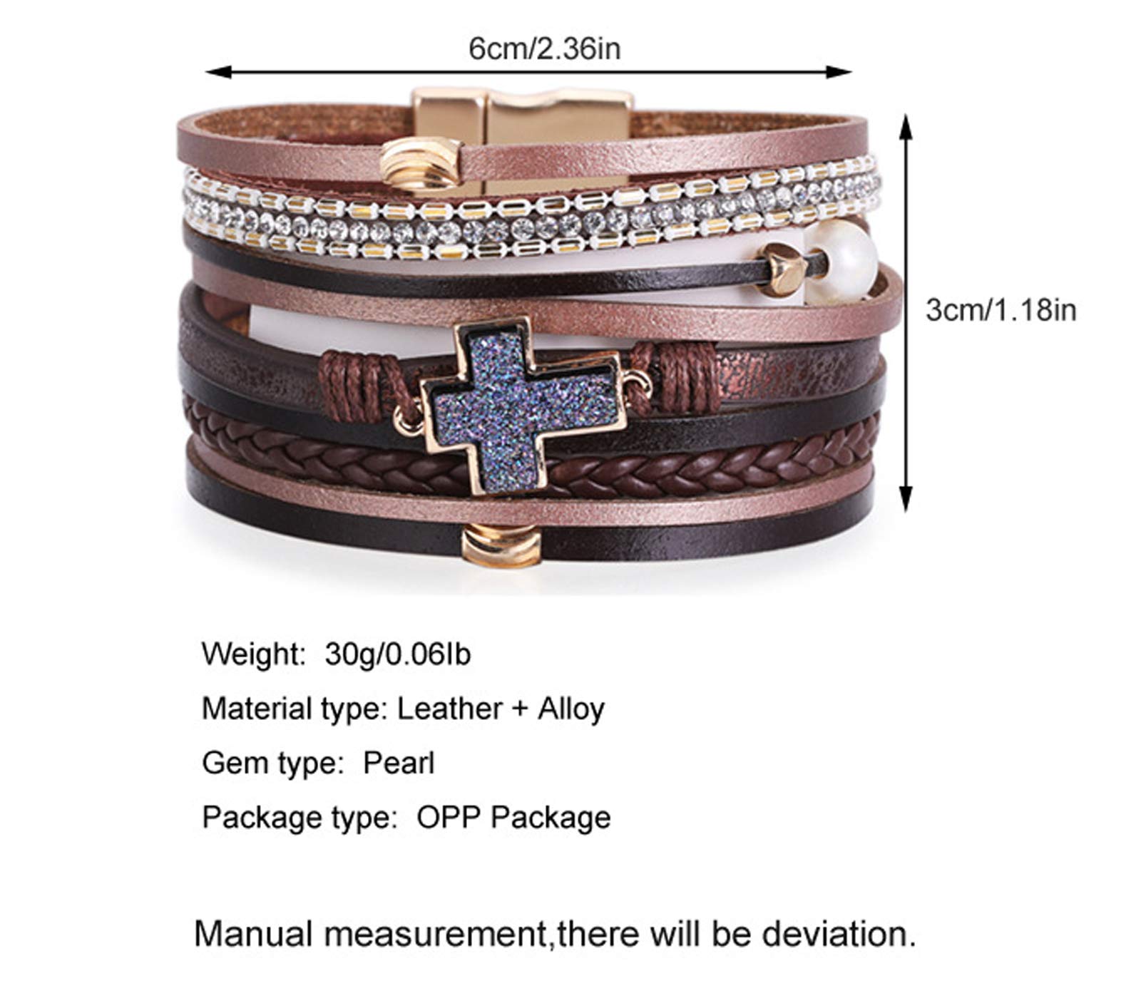 Tree of Life Leather Wrap Cuff Bracelet for Women - Boho Pearl Cross Bracelet, Adjustable Wristband, Spiritual Jewelry Gift for Her - Perfect for Yoga, Meditation, and Everyday Boho Fashion