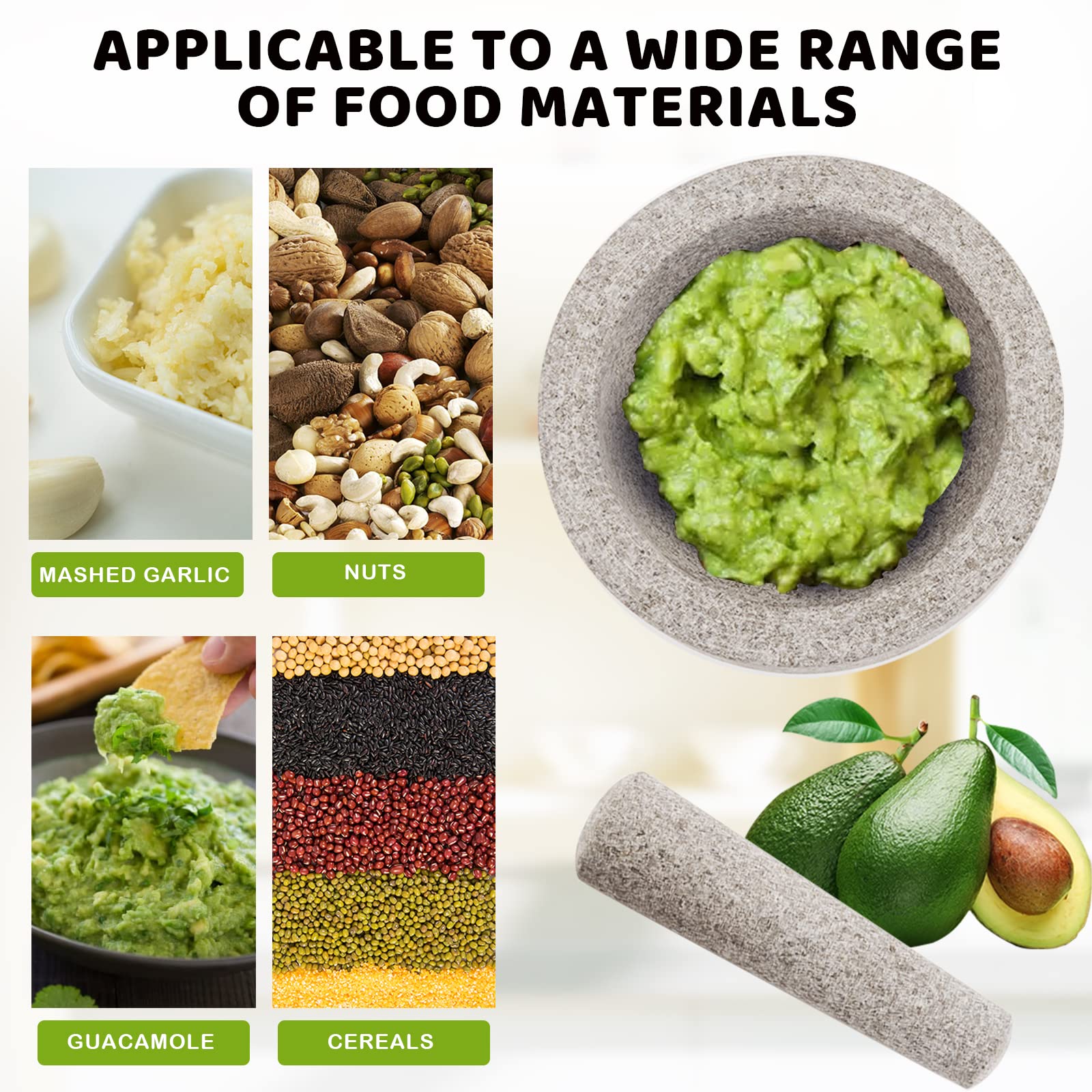 Premium Granite Mortar and Pestle Set - 6 Inch Heavy Duty Unpolished Stone Spice Grinder for Crushing, Mashing Herbs, Seeds, Nuts - Perfect for Guacamole, Garlic Paste, and Fresh Spice Blends - Ideal for Home Kitchens and Professional Chefs