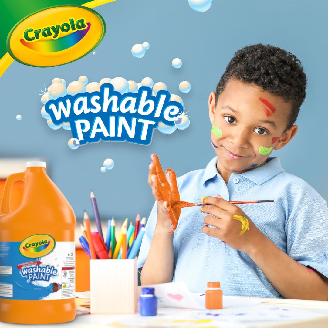 Crayola Washable Orange Paint - 1 Gallon Non-Toxic Art Supplies for Kids, Classroom & DIY Crafts | Perfect for School Projects, Home Decor & Creative Activities